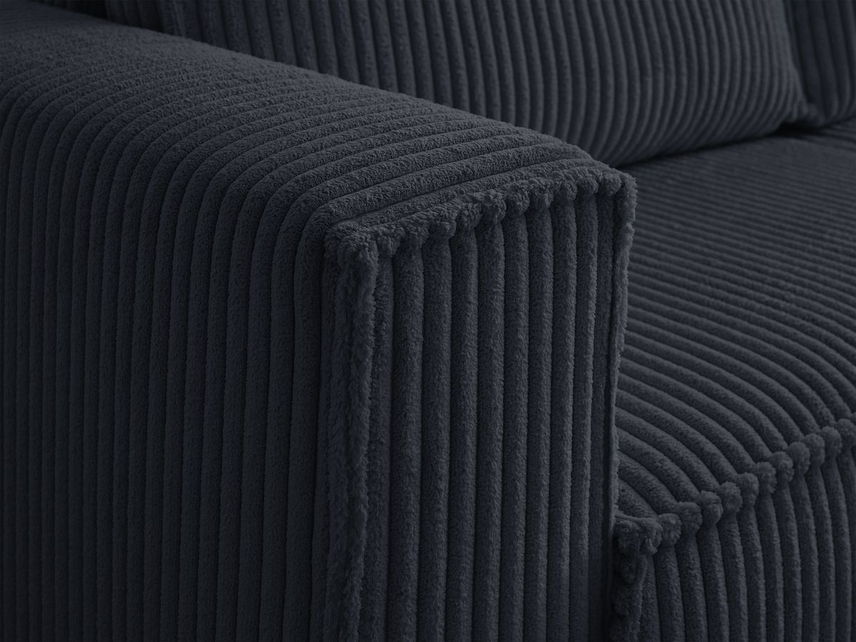 Bobochic Chelsea Sofa 4-Sitzer mit Pouf Breitcord weich Schwarz