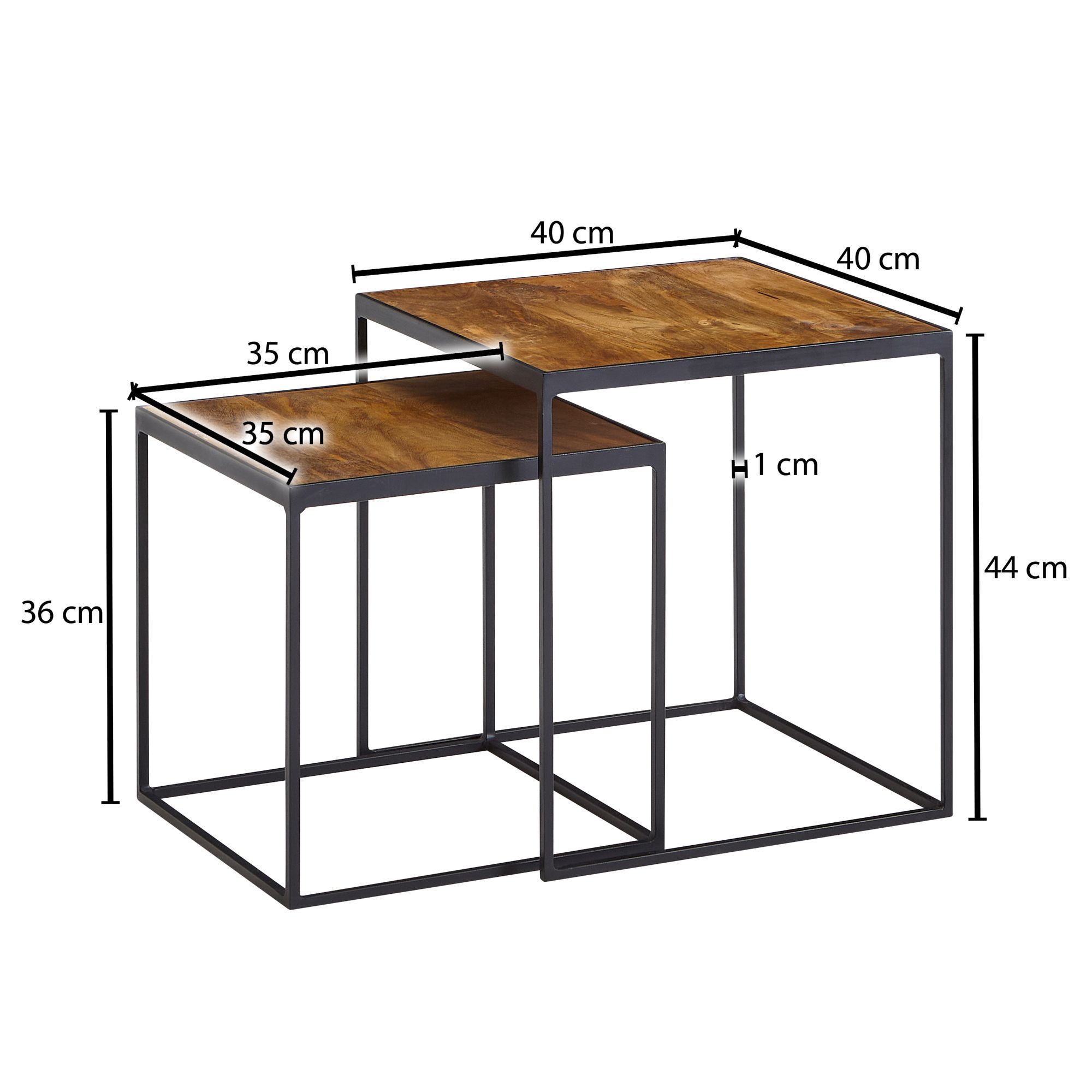 Satztisch 2er-Set Svinafell Mango Massivholz 40 × 40 × 44 cm
