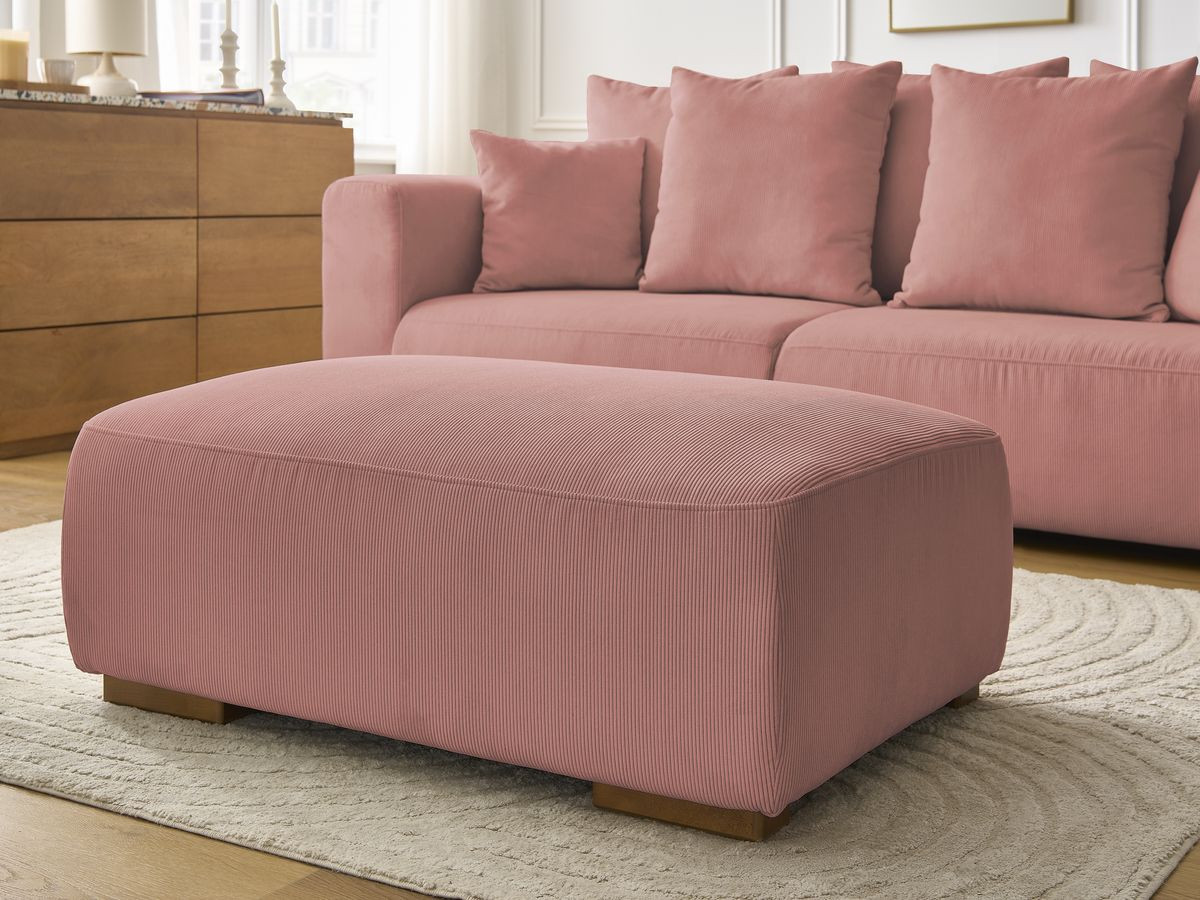 Bobochic Sidonie Sofa 4-Sitzer mit Pouf Cordsamt Rosa