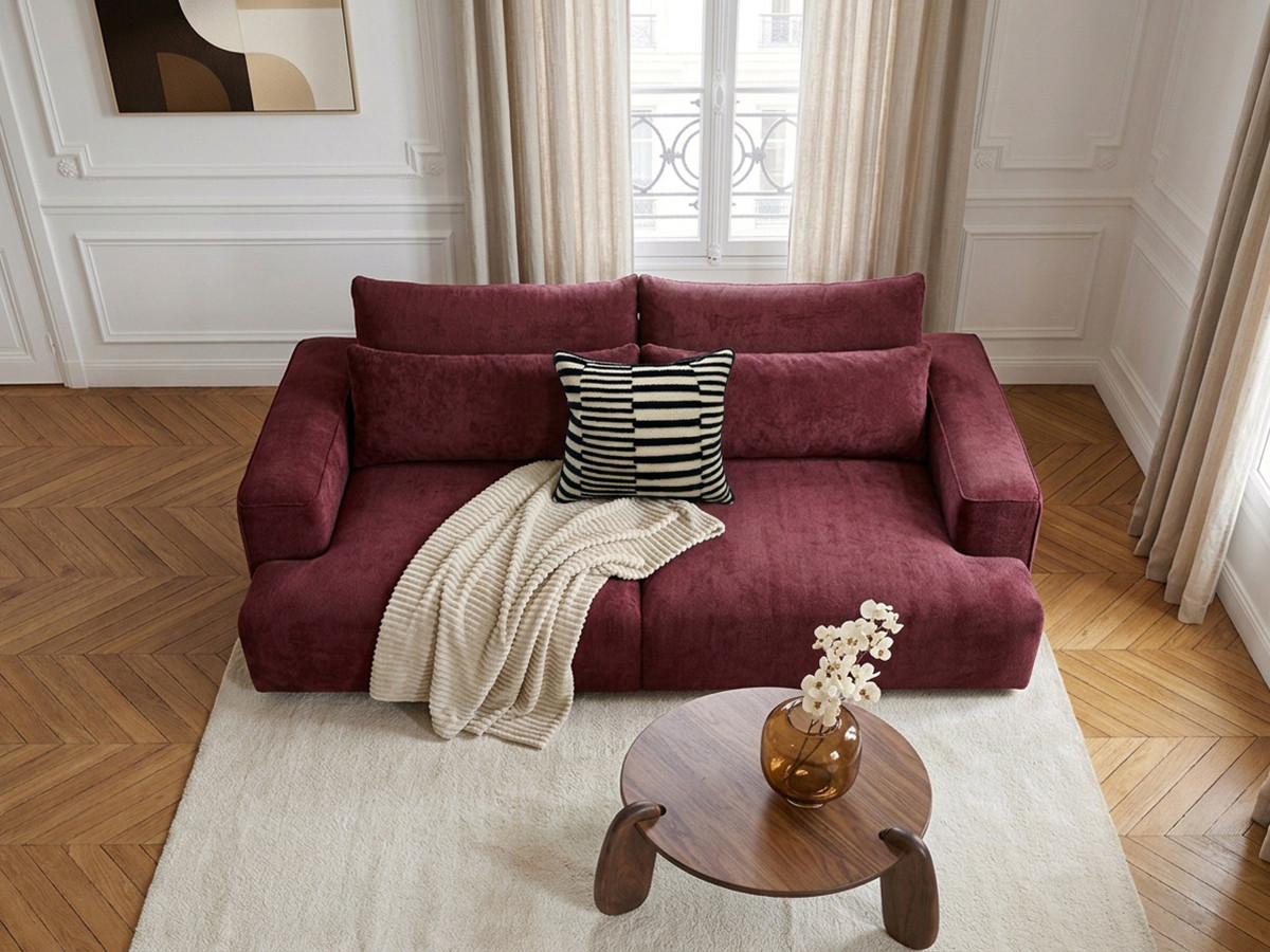Bobochic Twiny Sofa 3-Sitzer Stoff Rot