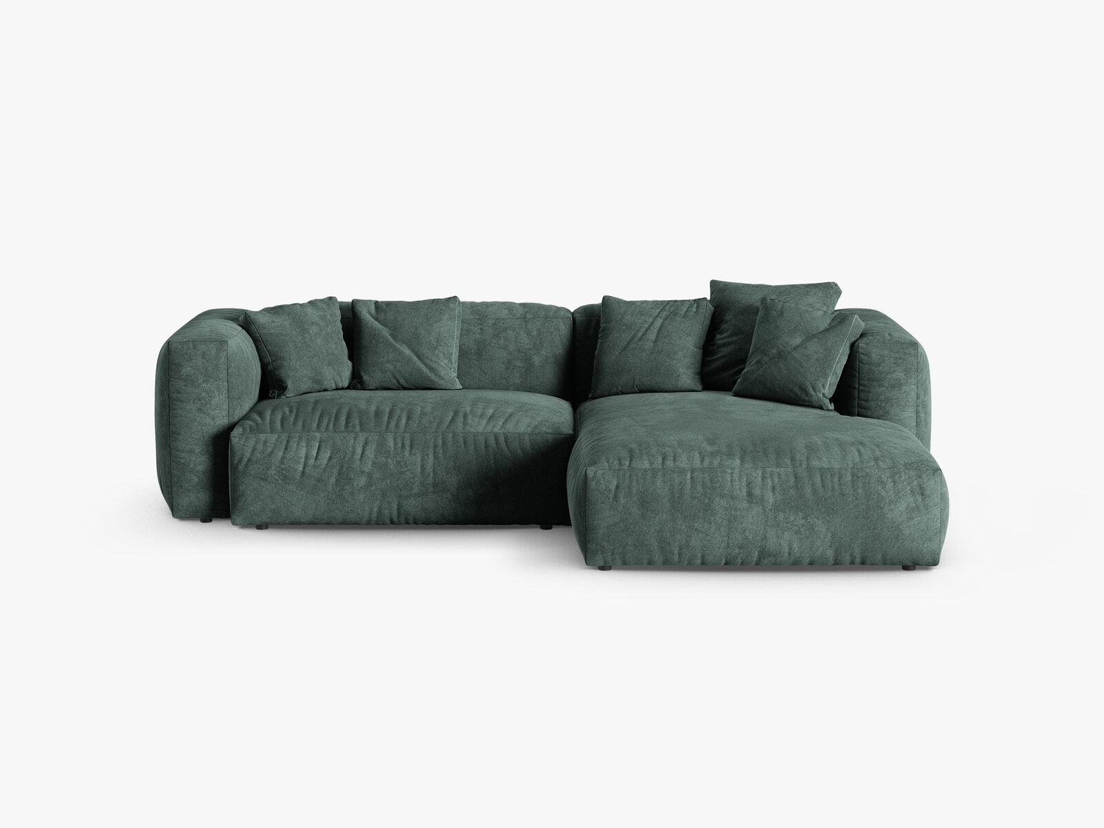 Micadoni Ecksofa Martina 2-Sitzer 90cm Sitztiefe Rechts Samt Vogue Petrol