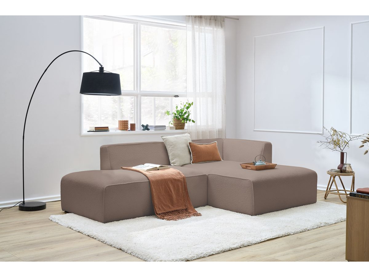 Bobochic Megeve Ecksofa Bouclé-Stoff Braun Ecke rechts