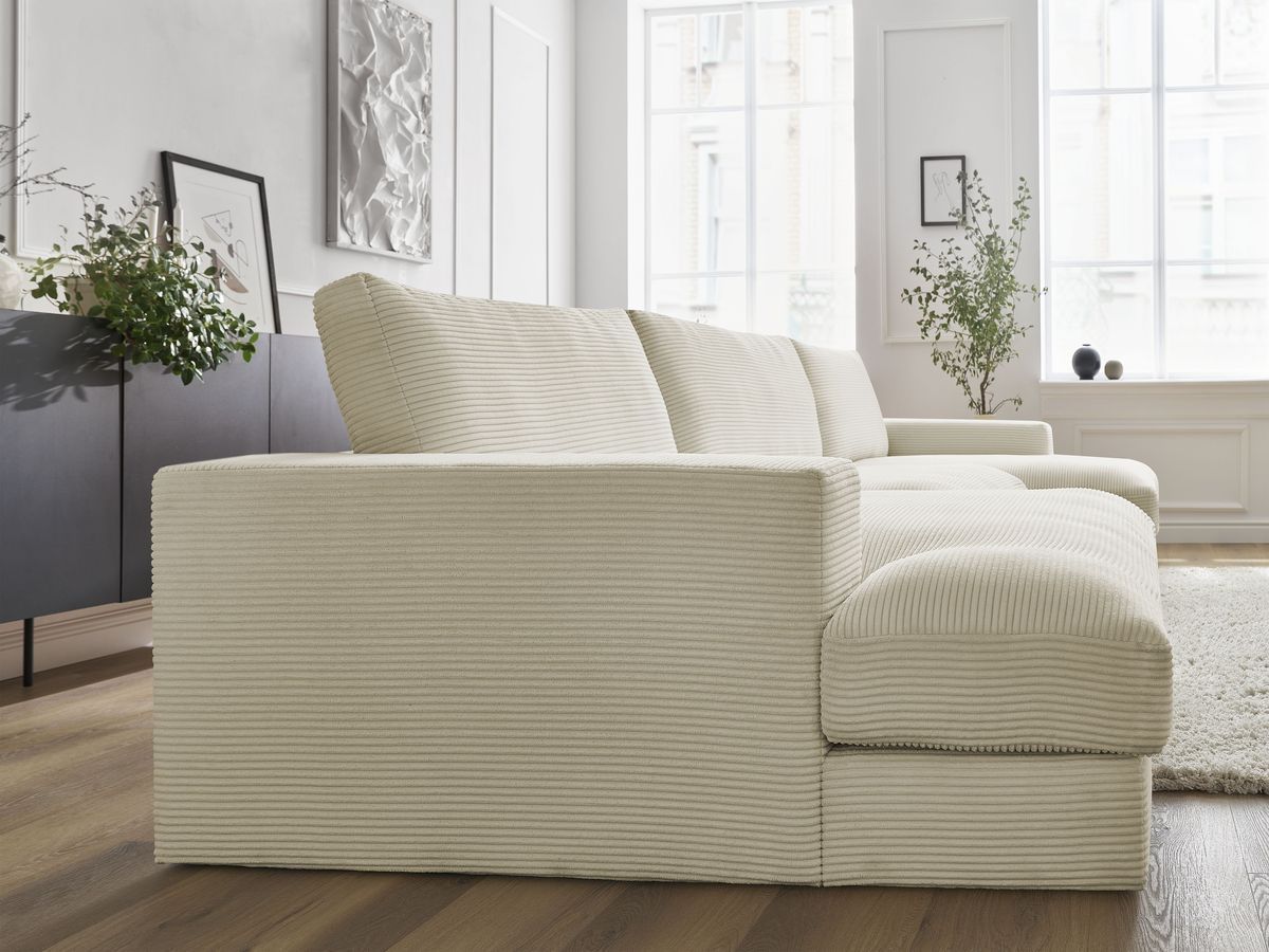 Bobochic Leonard Wohnlandschaft 404 × 159 cm Cordsamt Beige