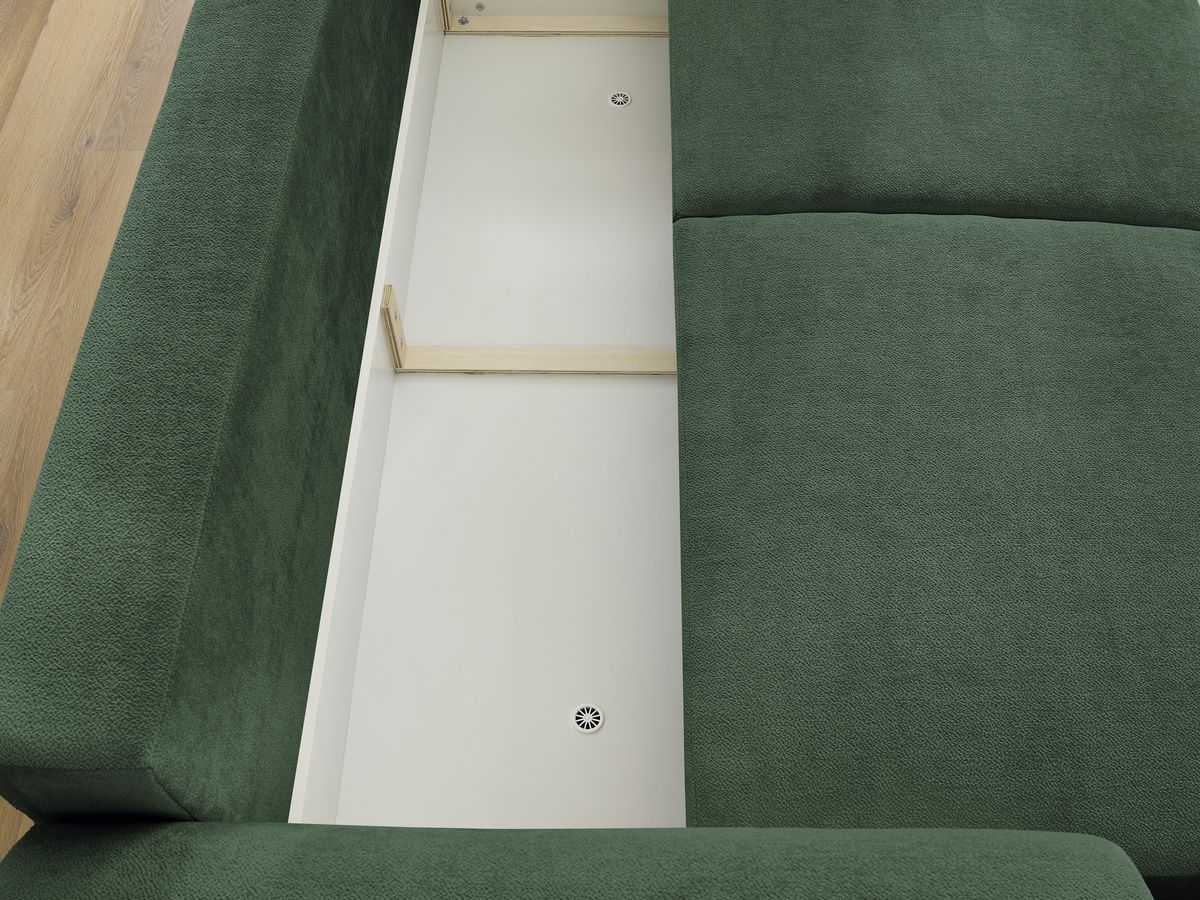 Bobochic Lucien Schlafsofa 3-Sitzer mit Bettkasten Stoff Grün