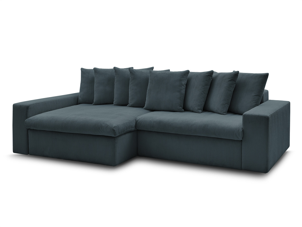 Bobochic Enore Ecksofa 330 × 157 cm Cordsamt Dunkelblau Ecke links