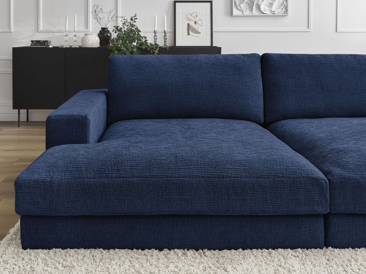Bobochic Leonard Sofa 4-Sitzer 234 × 159 cm Strukturstoff Dunkelblau