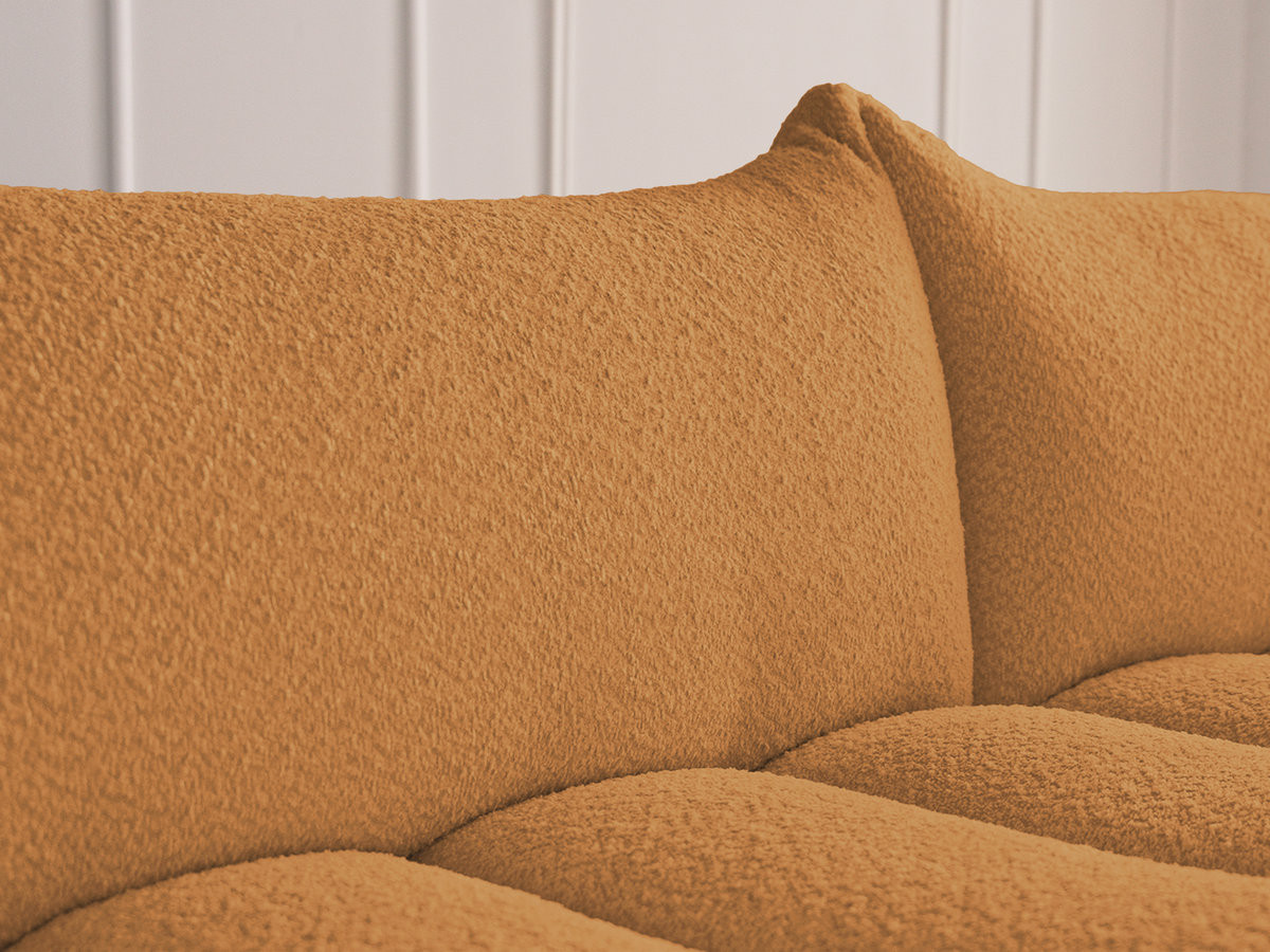 Bobochic Azra Sofa 3-Sitzer mit Pouf Bouclé-Stoff Gelb