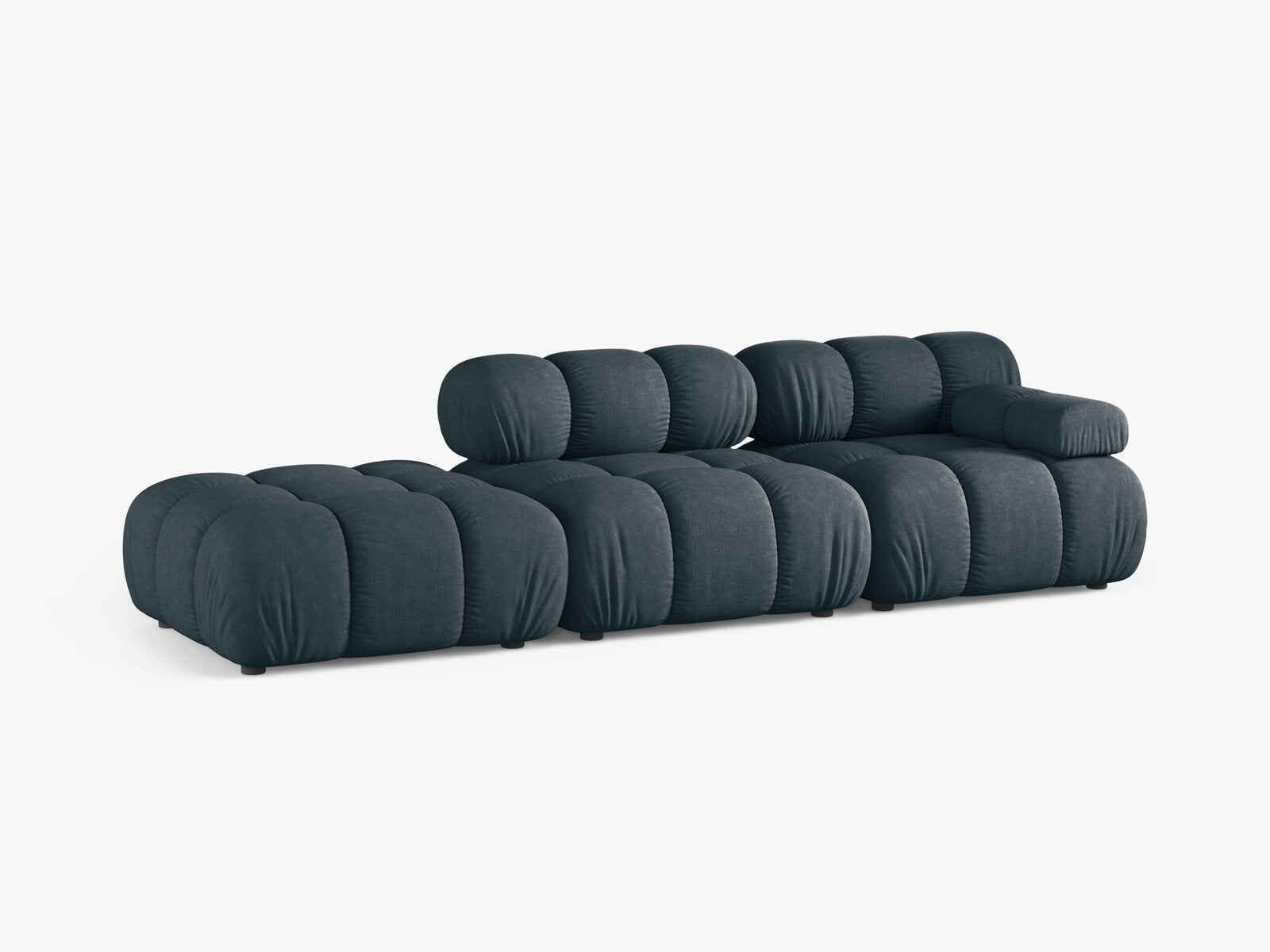 Micadoni Modulares Sofa Bellis 4-Sitzer Links Strukturierter Stoff Liberty Dunkel Petrol
