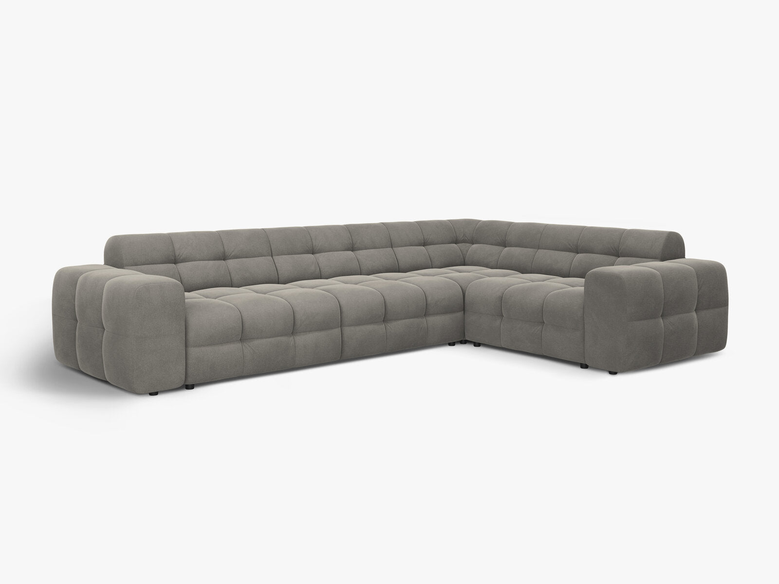Micadoni Ecksofa Kendal 6-Sitzer Rechts Samt Magic Velvet Dunkelgrau