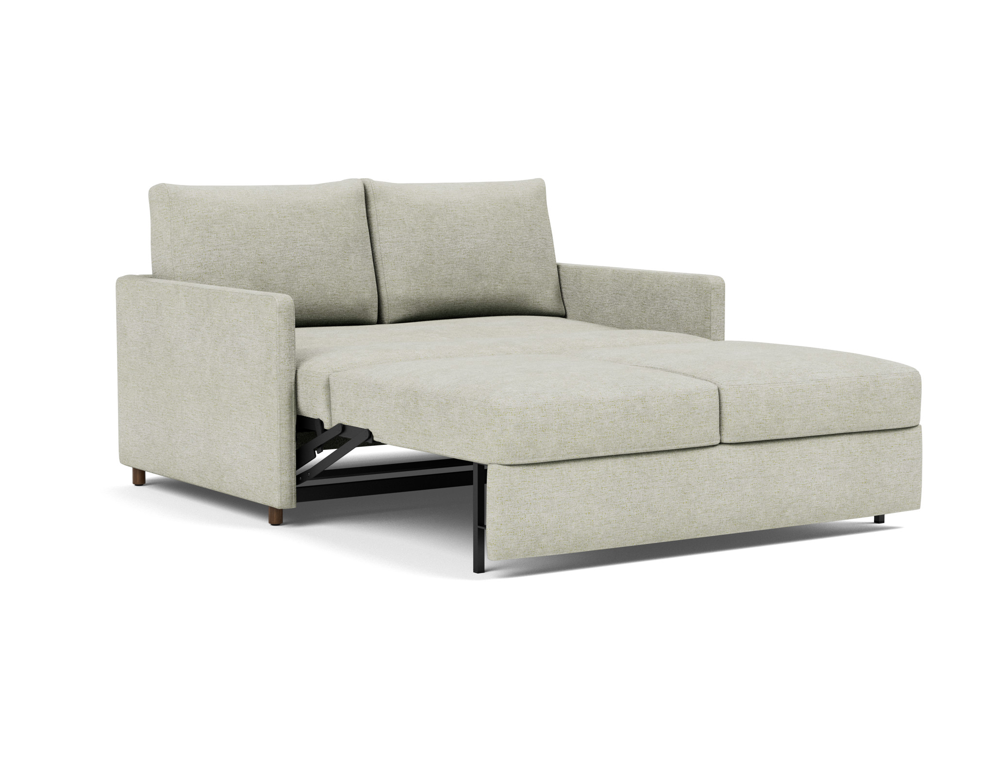 Schlafsofa Neah mit Slim-Armlehnen 140 Flachgewebe Avella 280-Sand