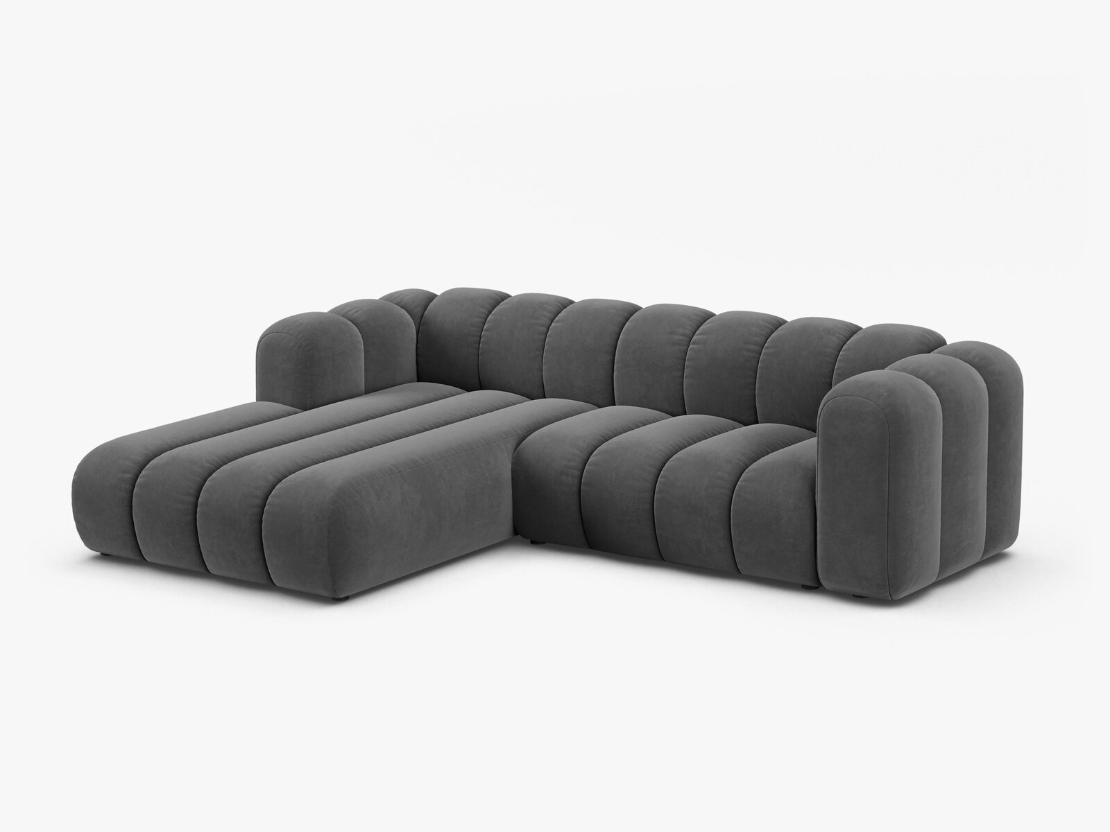 Micadoni Modulares Ecksofa Lupine 4-Sitzer mittelgroß Links Samt Venus Grau