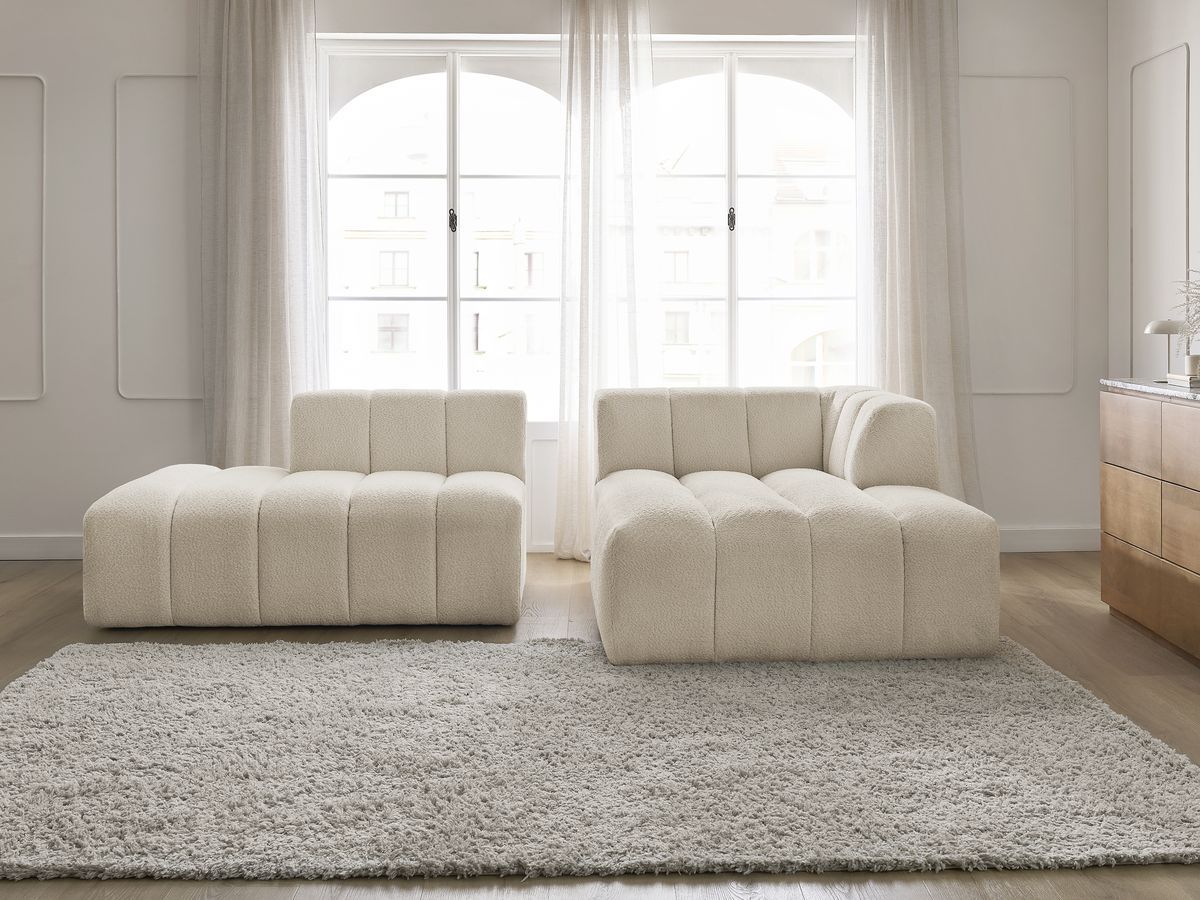 Bobochic Annecy Ecksofa Bouclé-Stoff Beige Ecke rechts