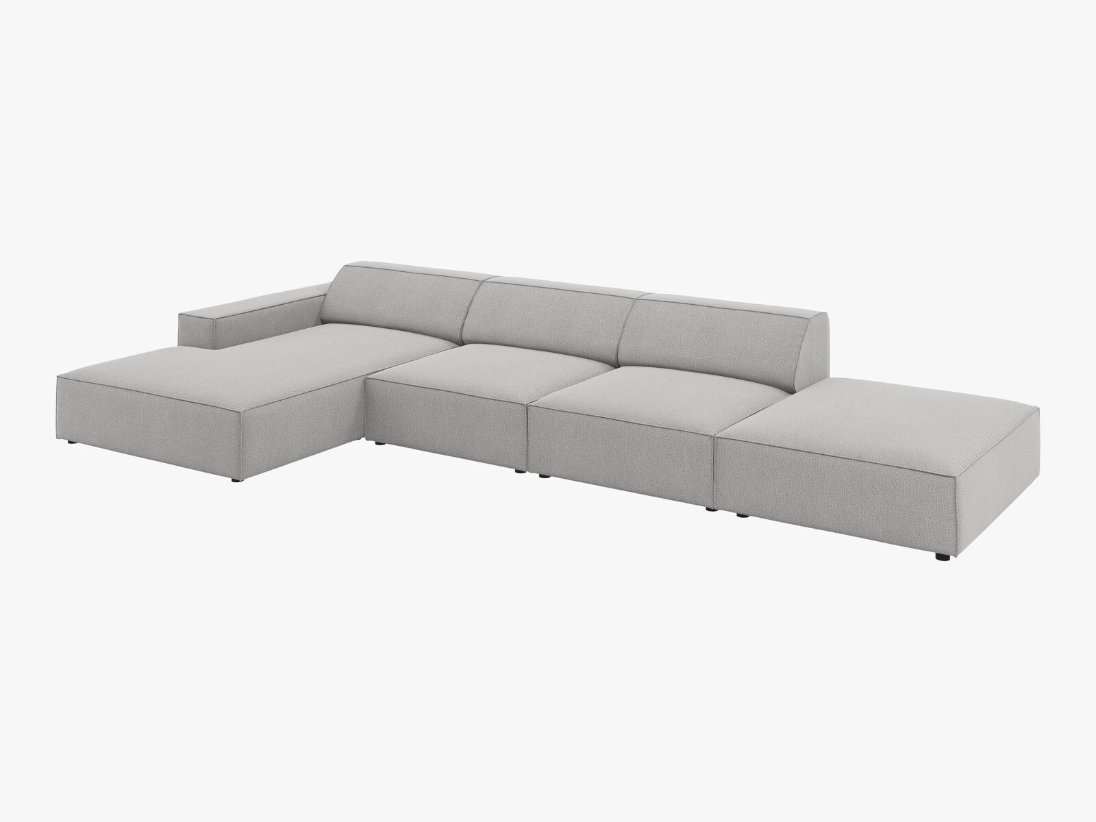 Micadoni Ecksofa Jodie 5-Sitzer Links Strukturierter Stoff Megan Hellgrau