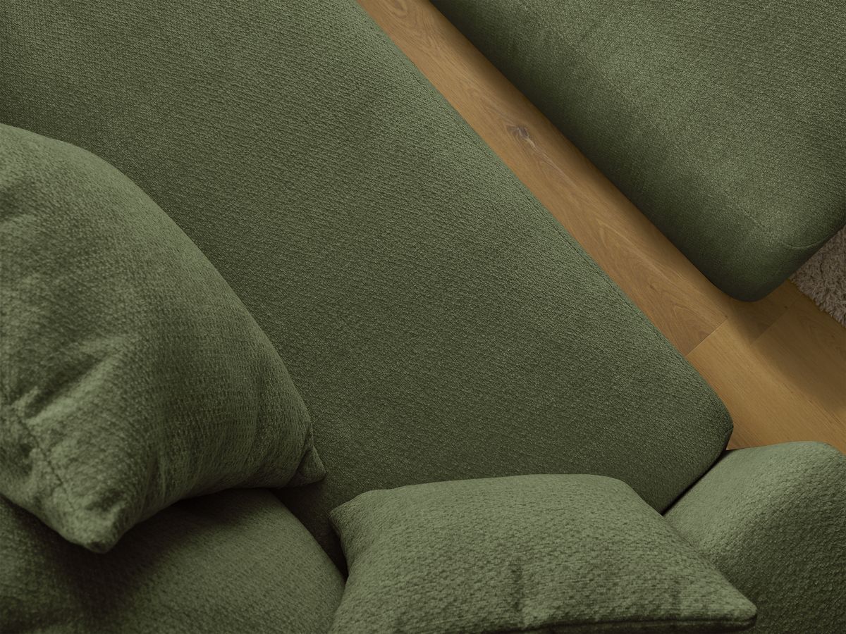 Bobochic Sidonie Schlafsofa 4-Sitzer mit Bettkasten und Pouf Melange-Stoff Grün