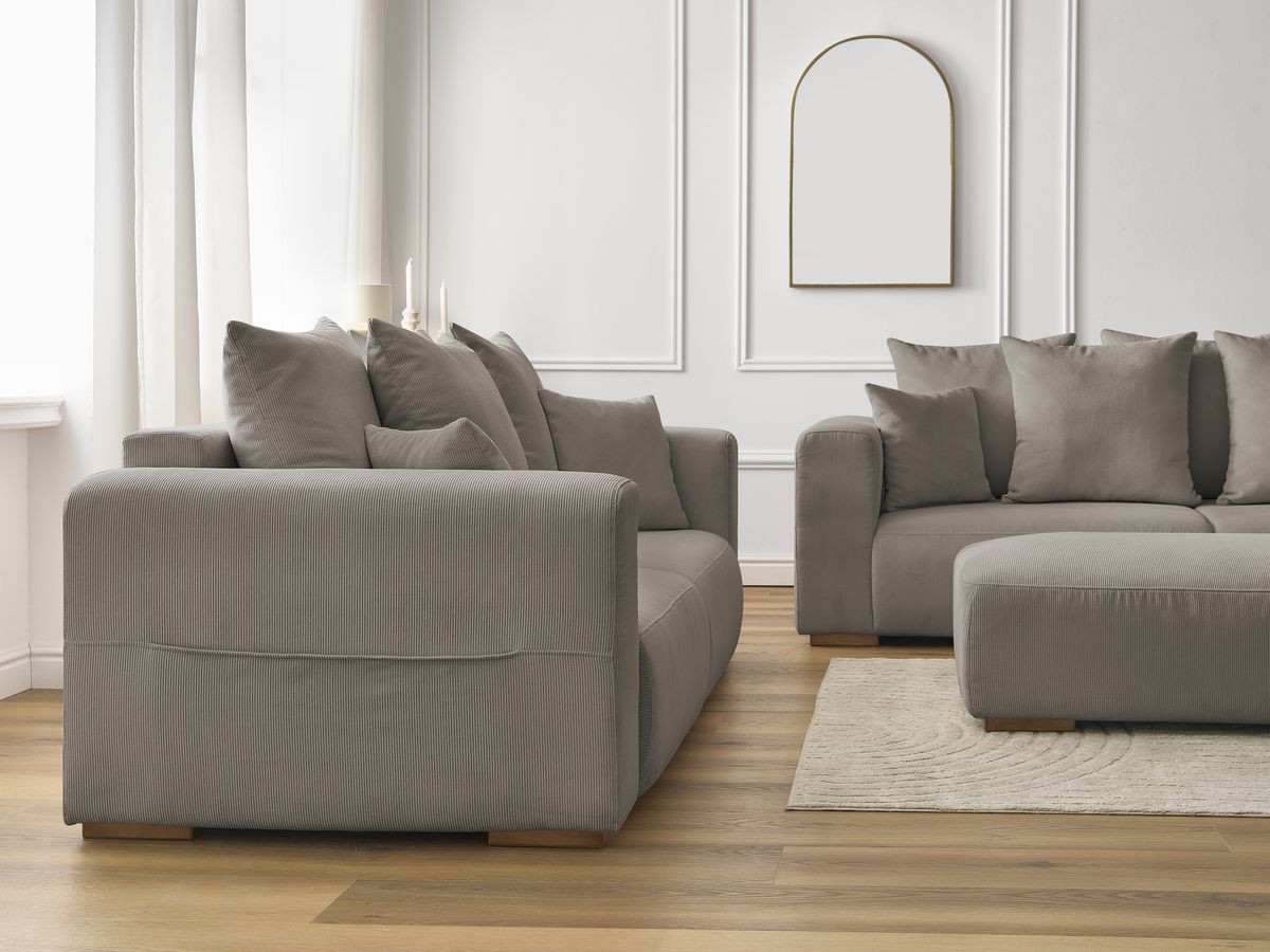 Bobochic Sidonie Sofa 6-Sitzer mit Pouf Cordsamt Taupe