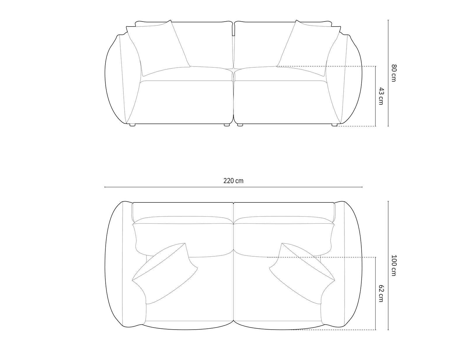 Micadoni Sofa Chris 3-Sitzer Samt Ecru
