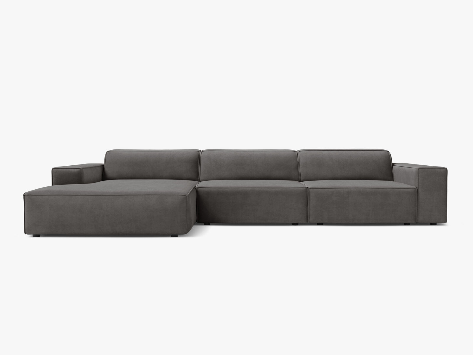 Micadoni Ecksofa Jodie 4-Sitzer Links Samt Bluvel Hellgrau