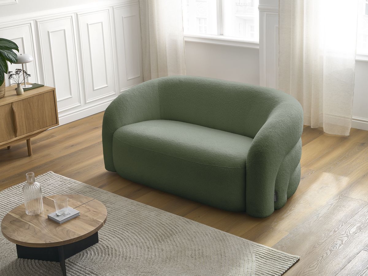 Bobochic Elina Sofa 2-Sitzer Bouclé-Stoff Grün