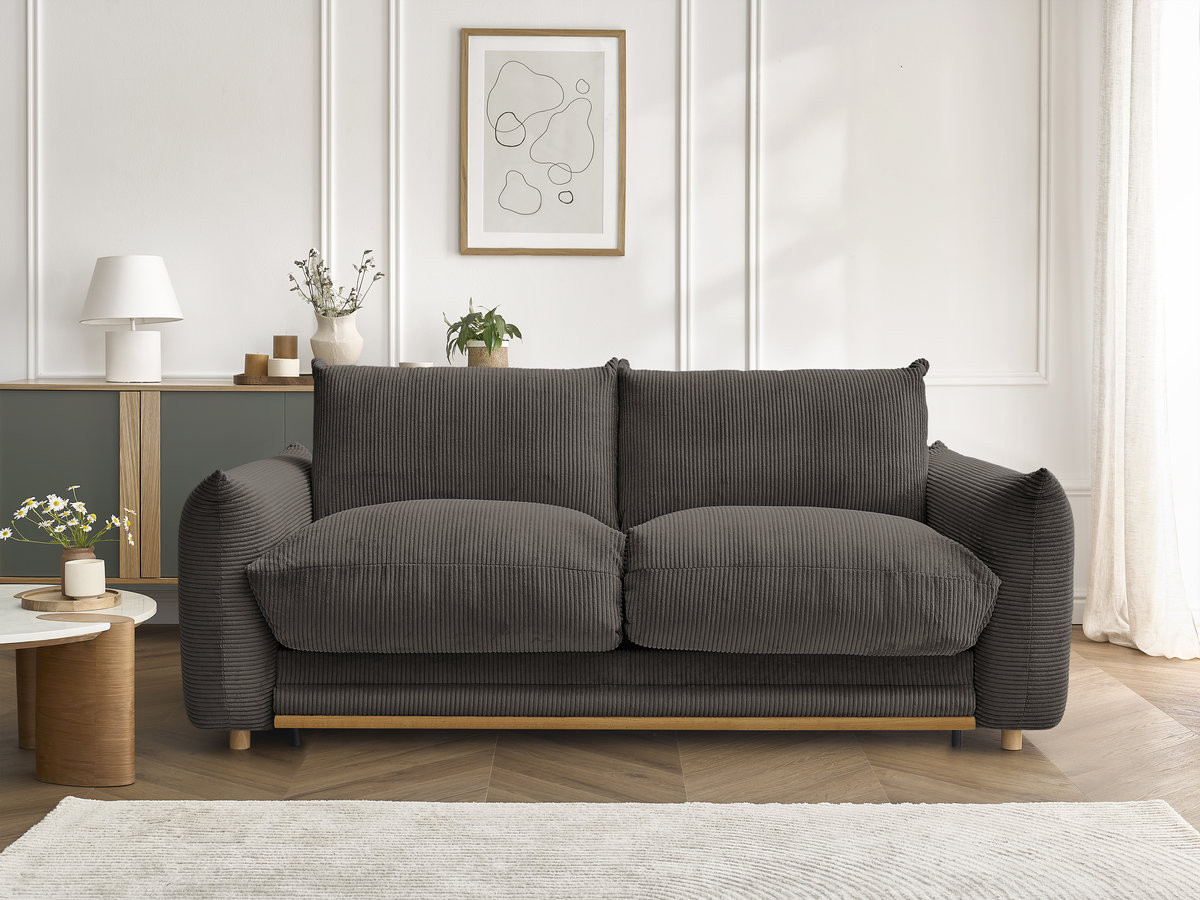 Bobochic Ernest Schlafsofa 3-Sitzer, Liegefläche 140 / 160 × 190 cm Cordsamt Taupe, Liegefläche 140 × 190 cm