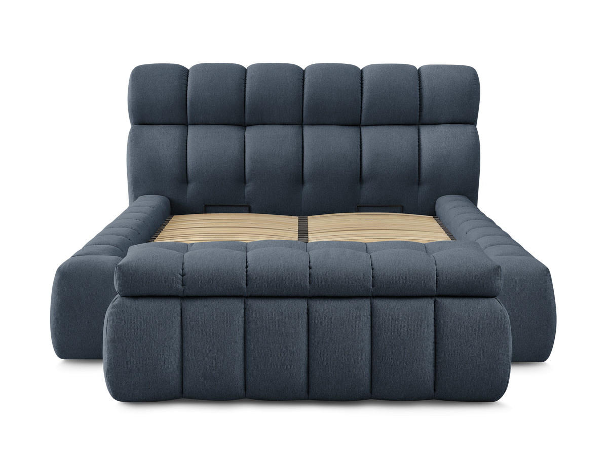 Bobochic Mont-blanc Polsterbett mit Bettkasten mit Bettbank Stoff Dunkelblau, Liegefläche 180 × 200 cm
