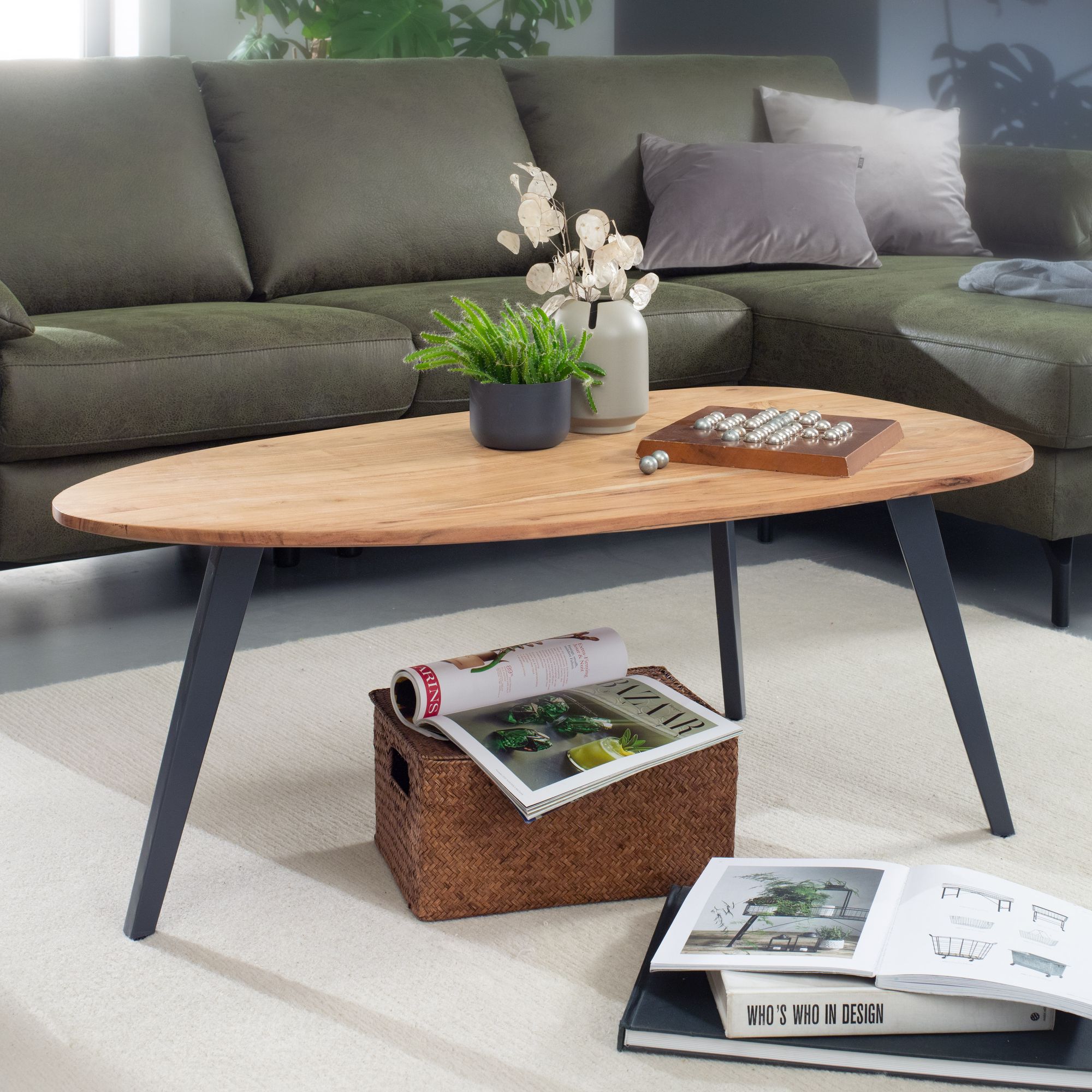 Couchtisch Aeduvik Akazie Massivholz Braun 110 × 60 × 45 cm