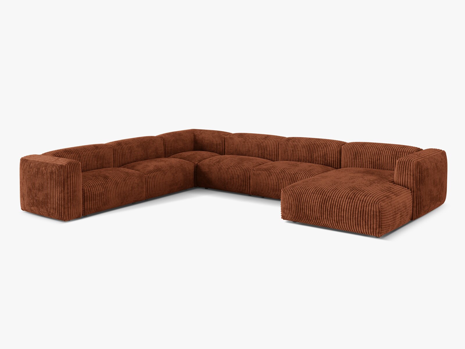 Micadoni modulares Ecksofa XL Martina 6-Sitzer Links Kord Tilia Ziegel