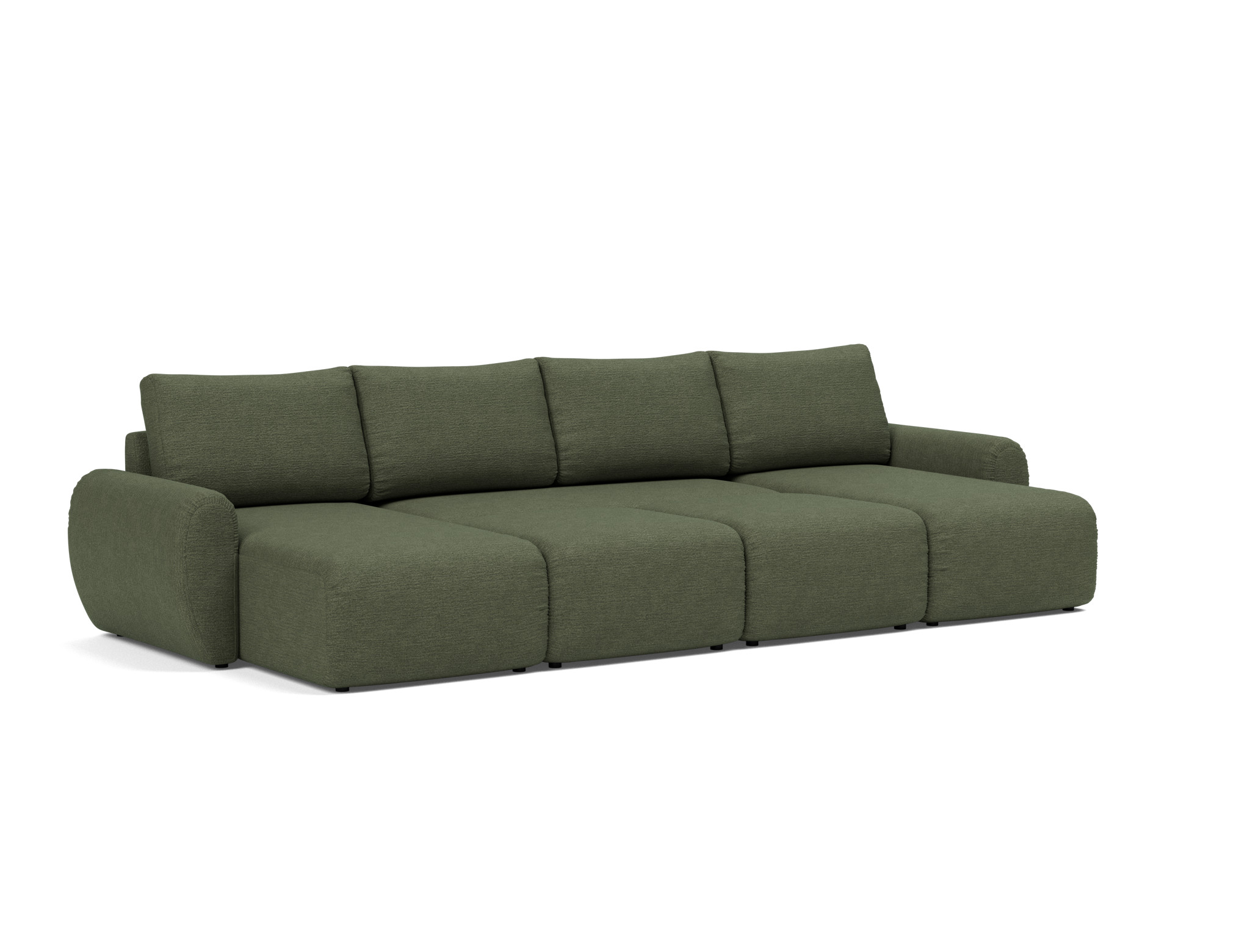 Schlafsofa Norum U-Form mit Curve-Armlehnen Strukturierter Stoff Taura 353-Forest