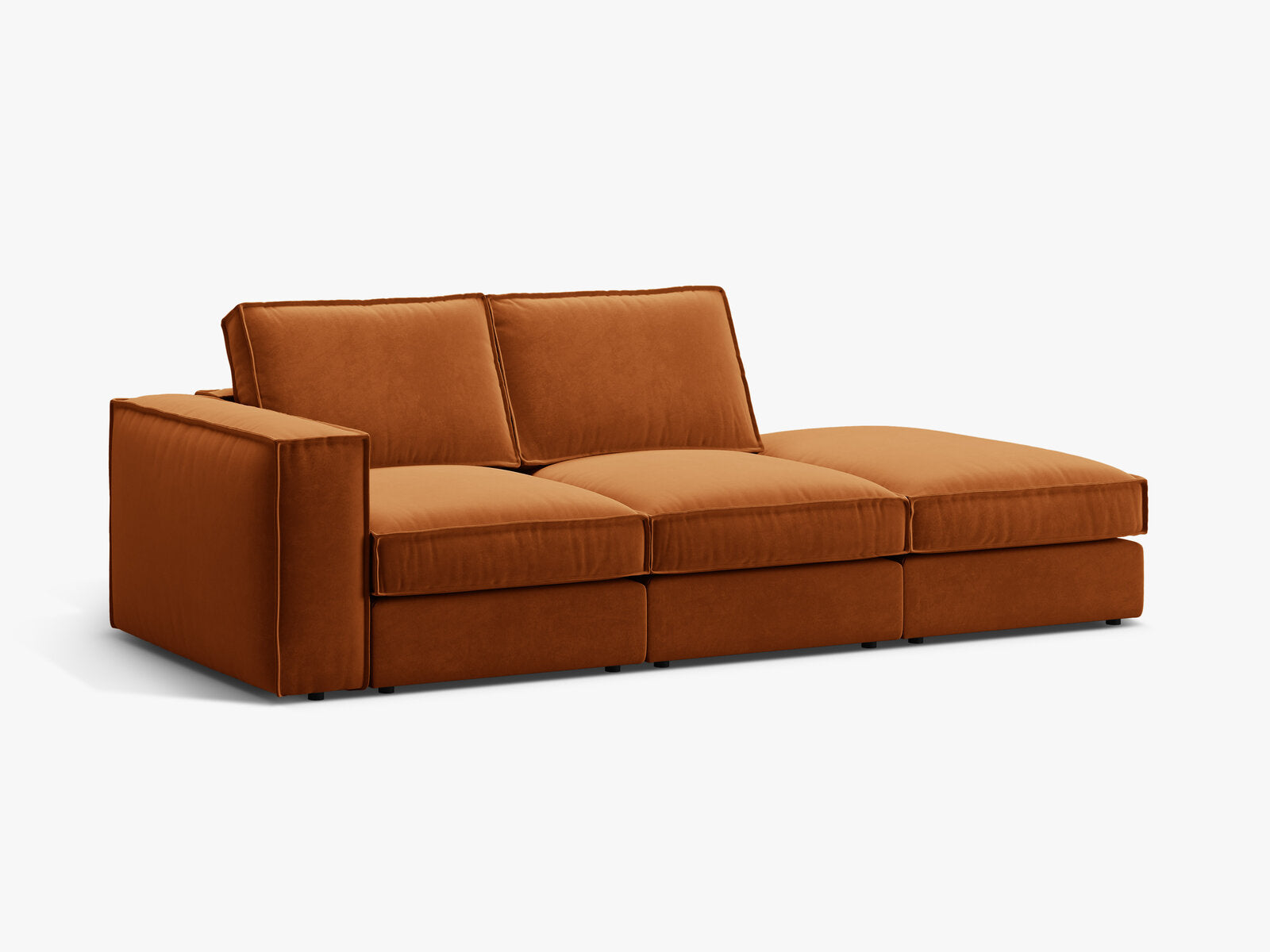 Micadoni modulares offenes Sofa Pola 3-Sitzer Rechts Samt Salvador Terrakotta