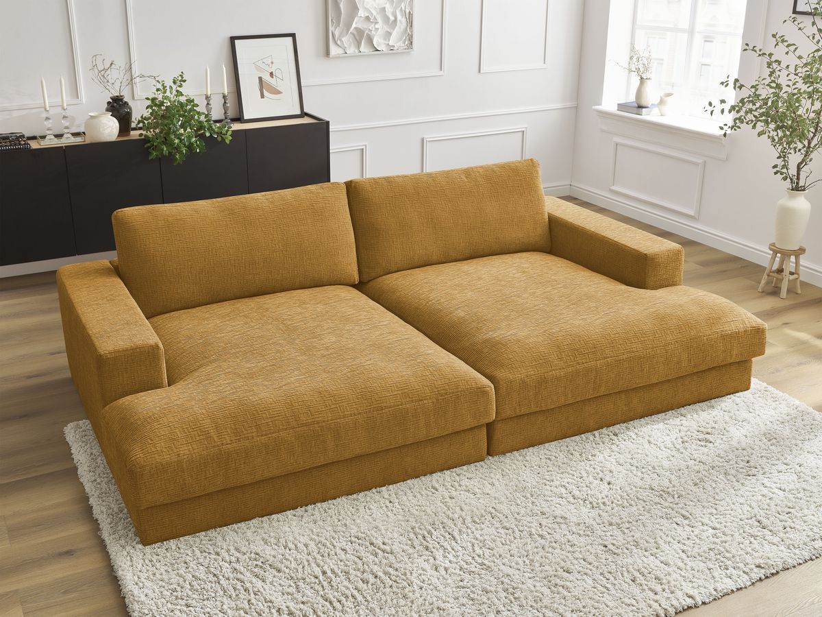 Bobochic Leonard Sofa 4-Sitzer 234 × 159 cm Strukturstoff Gelb