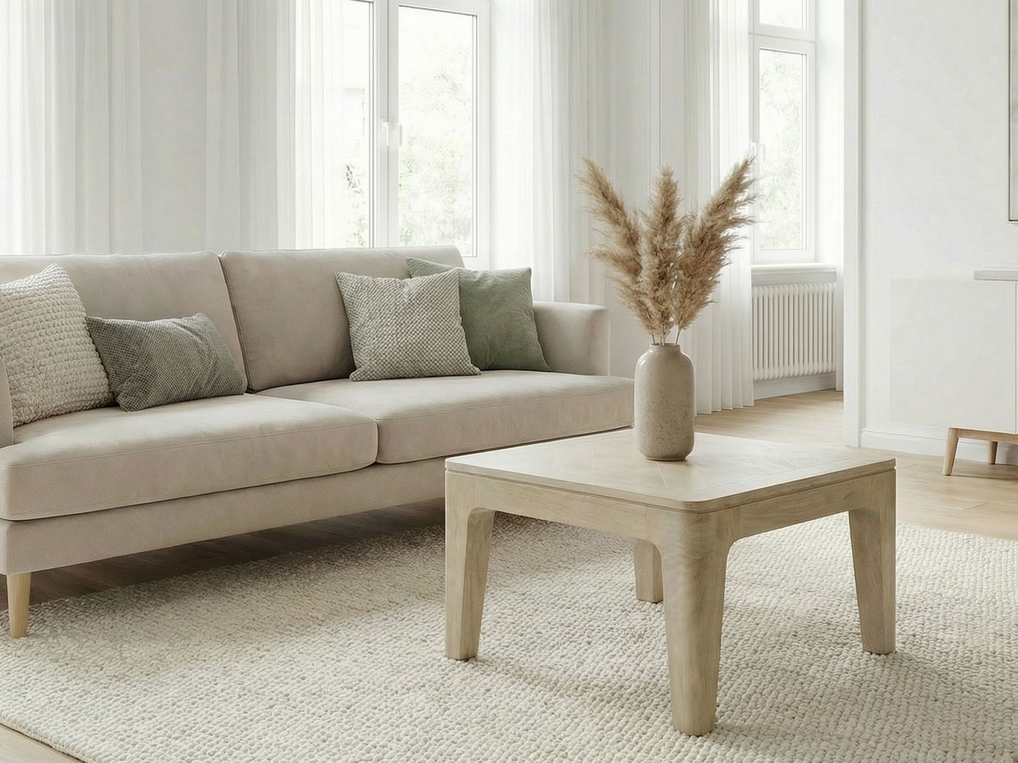 Couchtisch Slidre Mango Massivholz Weiß 60 × 60 × 32 cm