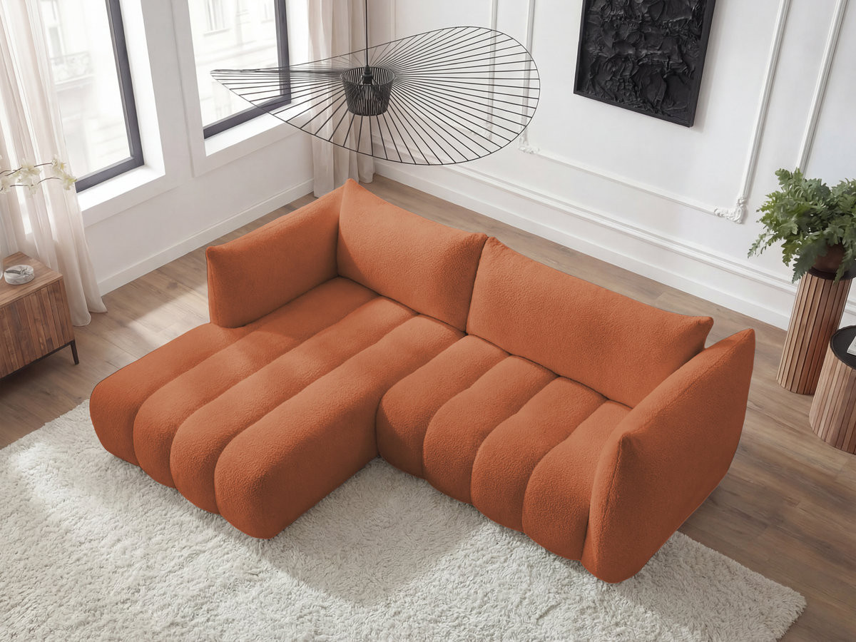 Bobochic Azra Ecksofa 262 × 178 cm Bouclé-Stoff Orange Ecke links