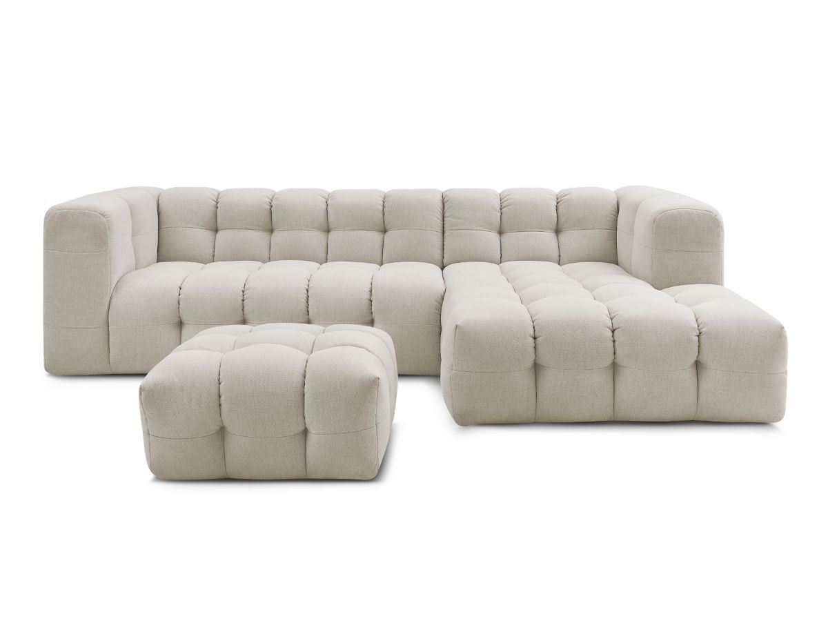 Bobochic Cloud Ecksofa mit Pouf 288 × 184 cm Stoff Beige Ecke rechts