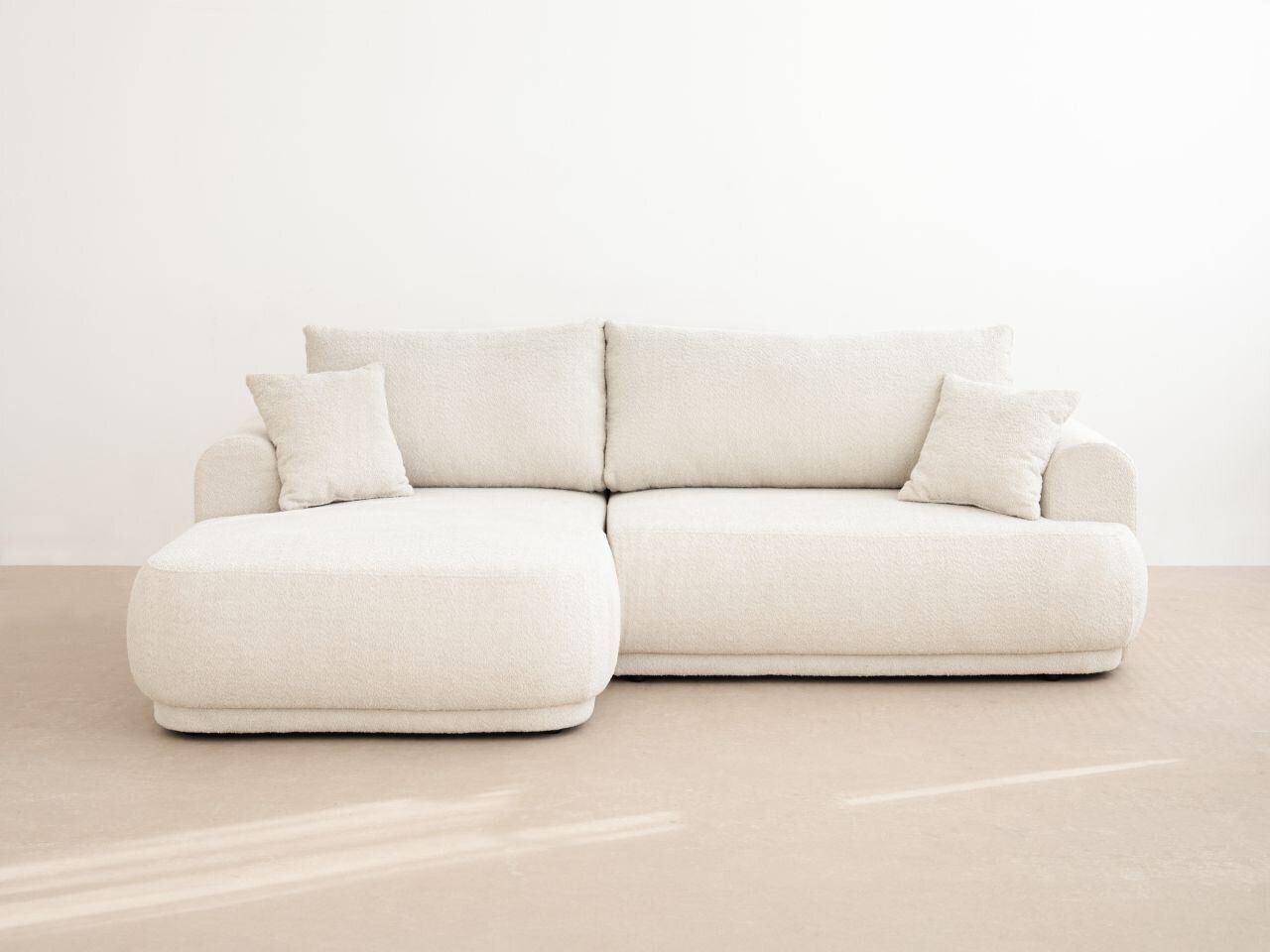 Micadoni Ella Ecksofa mit Bettfunktion und Stauraum Links Strukturierter Stoff Sorella Burgundfarben