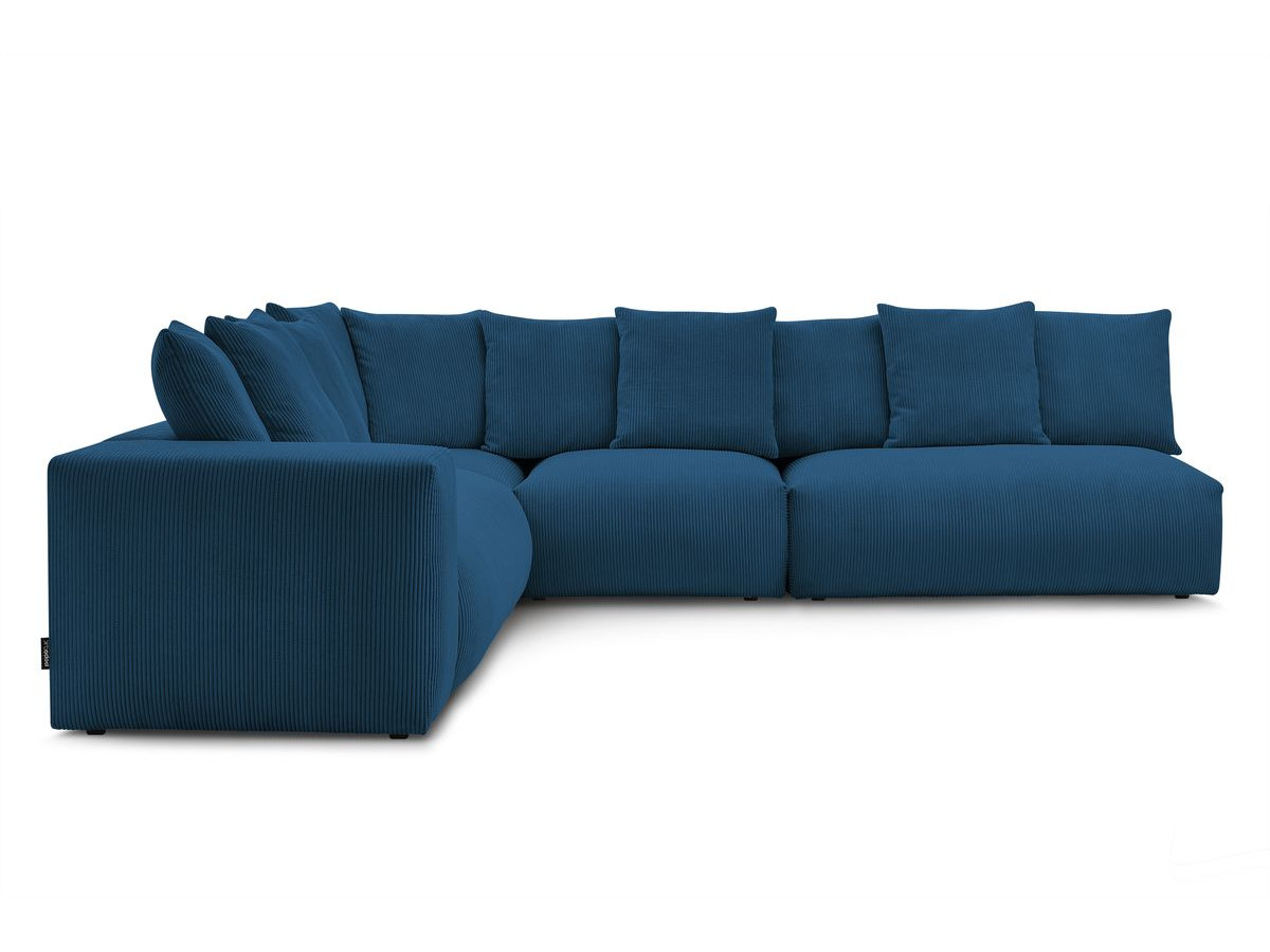 Bobochic Voltaire Ecksofa 322 × 268 cm Cordsamt Dunkelblau Ecke links
