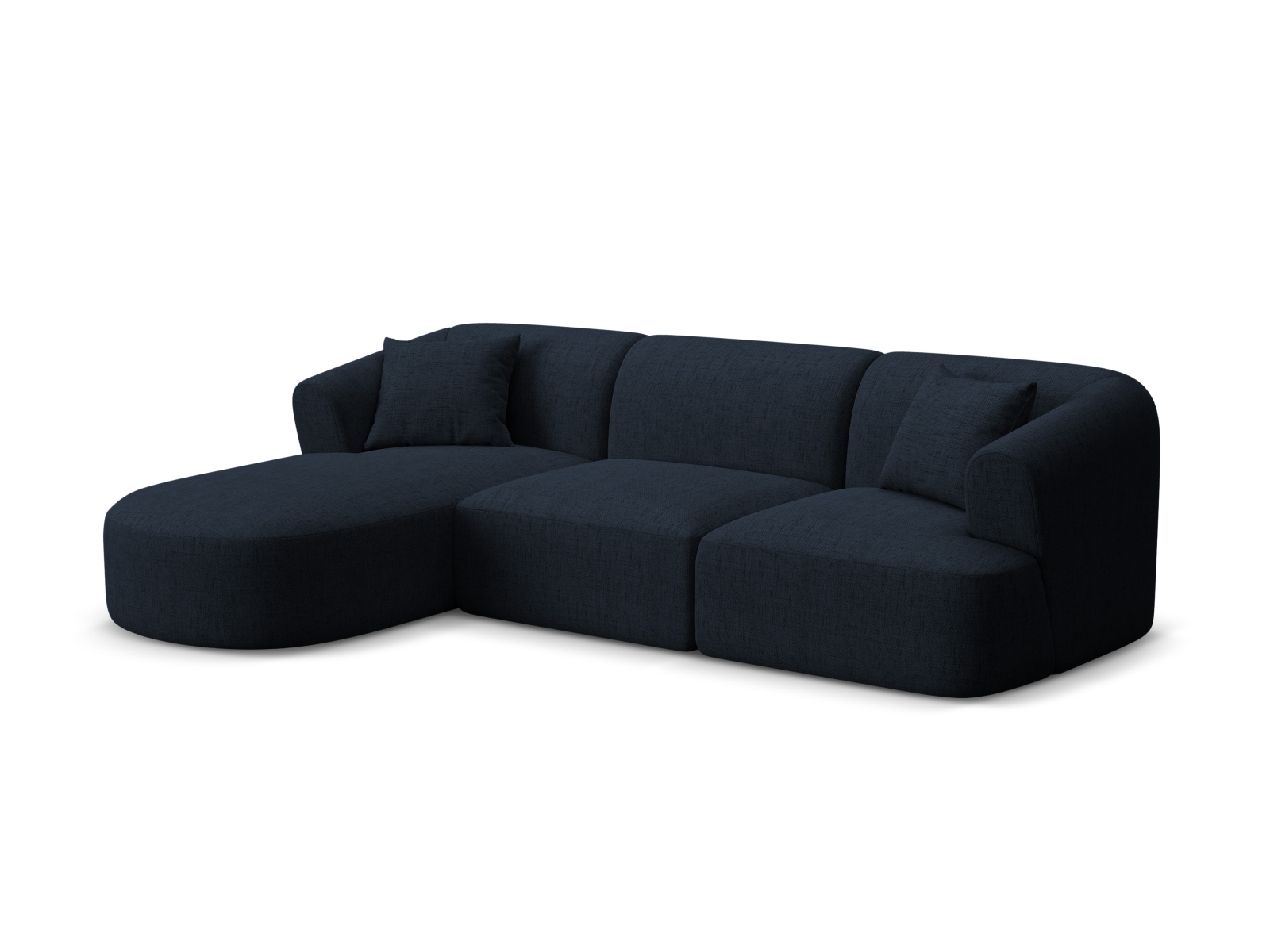 Cosmopolitan Design Ecksofa Campi 4-Sitzer Strukturierter Stoff Moly Königsblau Links