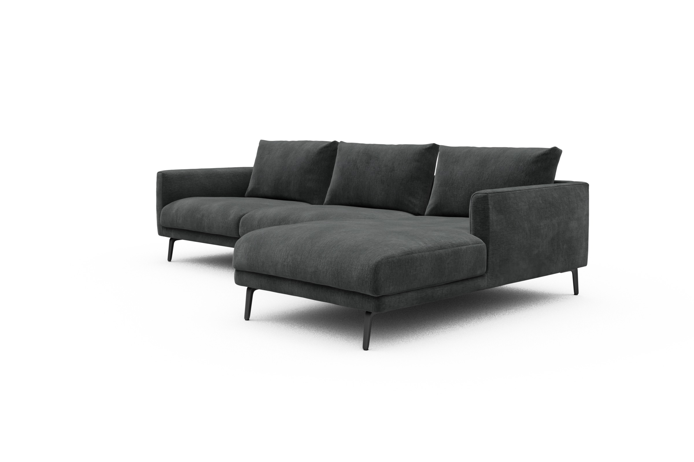 Ecksofa Karl Chaiselongue rechts mit 2,5-Sitzer Smooth-Deep-Warm-Grey