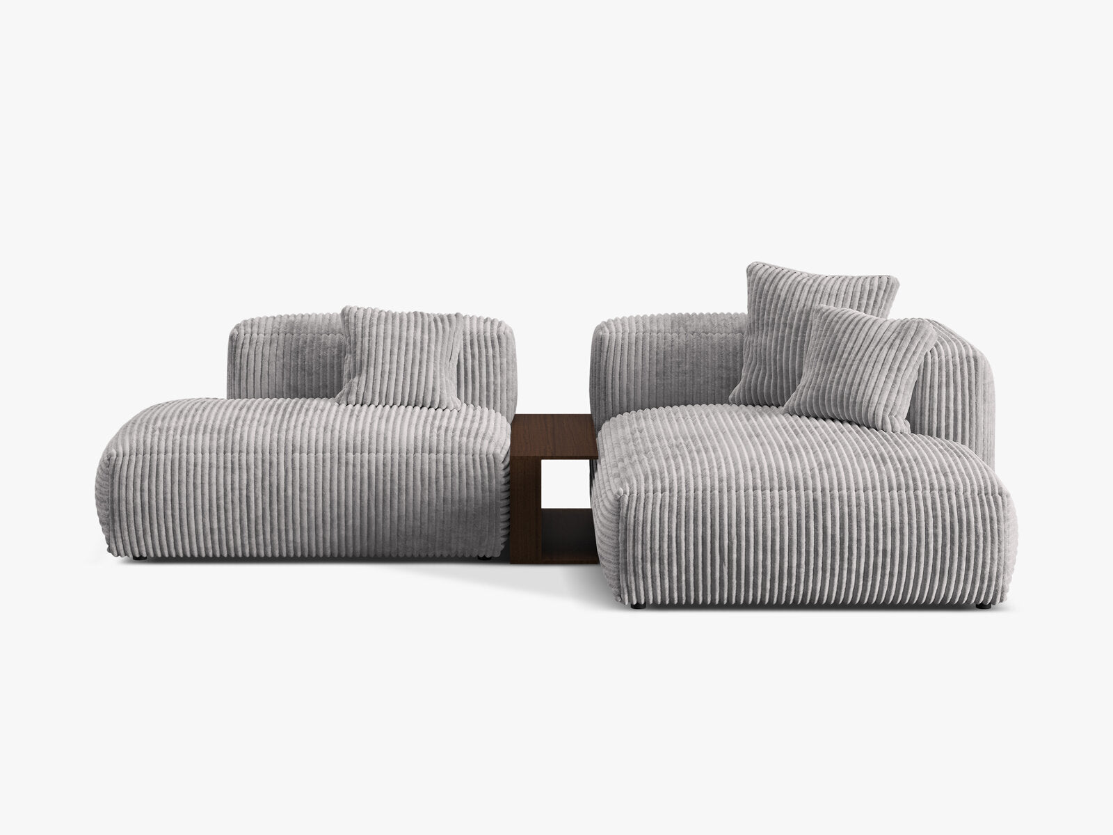 Micadoni Ecksofa Martina 2-Sitzer mit Couchtisch Rechts Kord Hellgrau