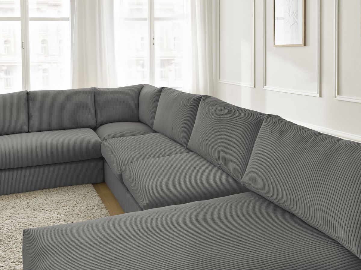 Bobochic Paris Ecksofa Cordsamt Dunkelgrau