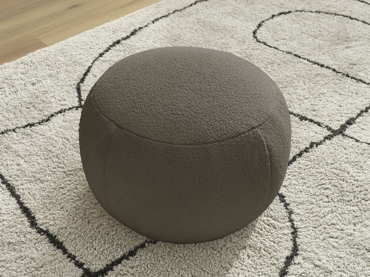 Bobochic Hayden Pouf, rund Bouclé-Stoff Braun, 60 cm
