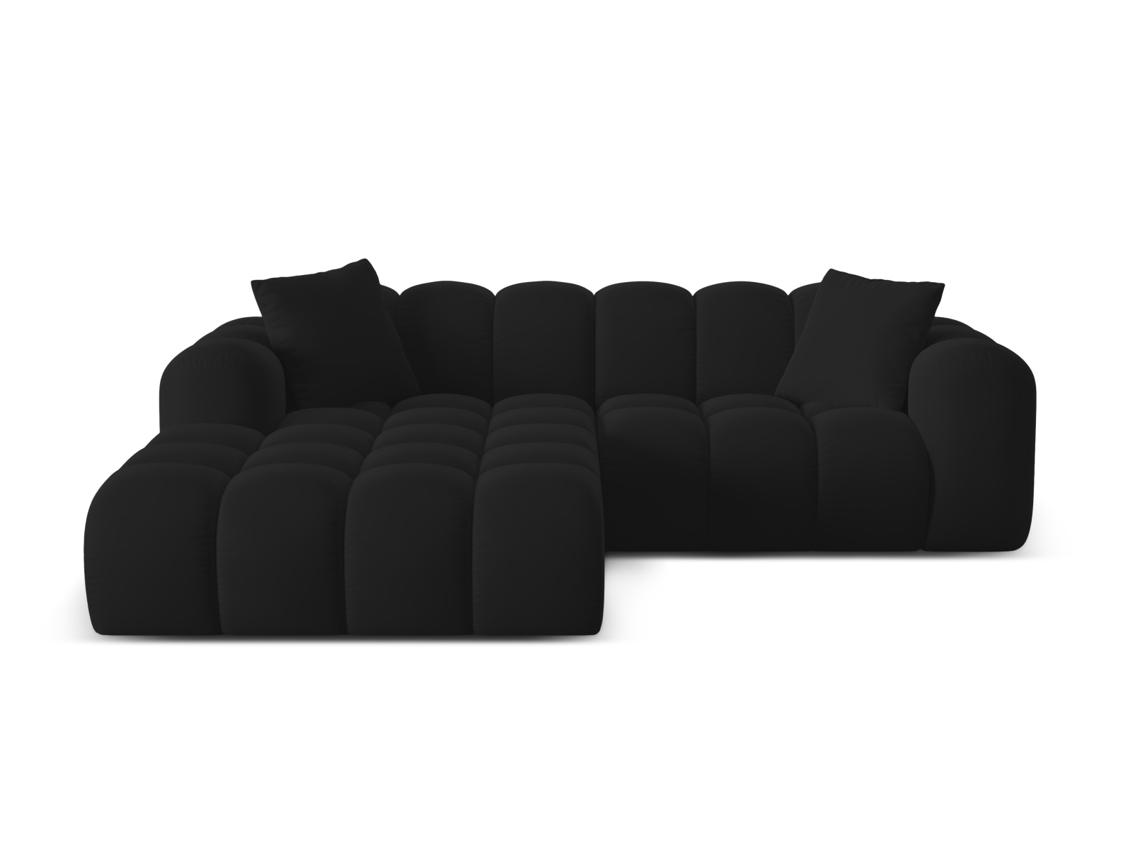 Cosmopolitan Design Ecksofa Treno 3-Sitzer Samt Bluvel Schwarz Links