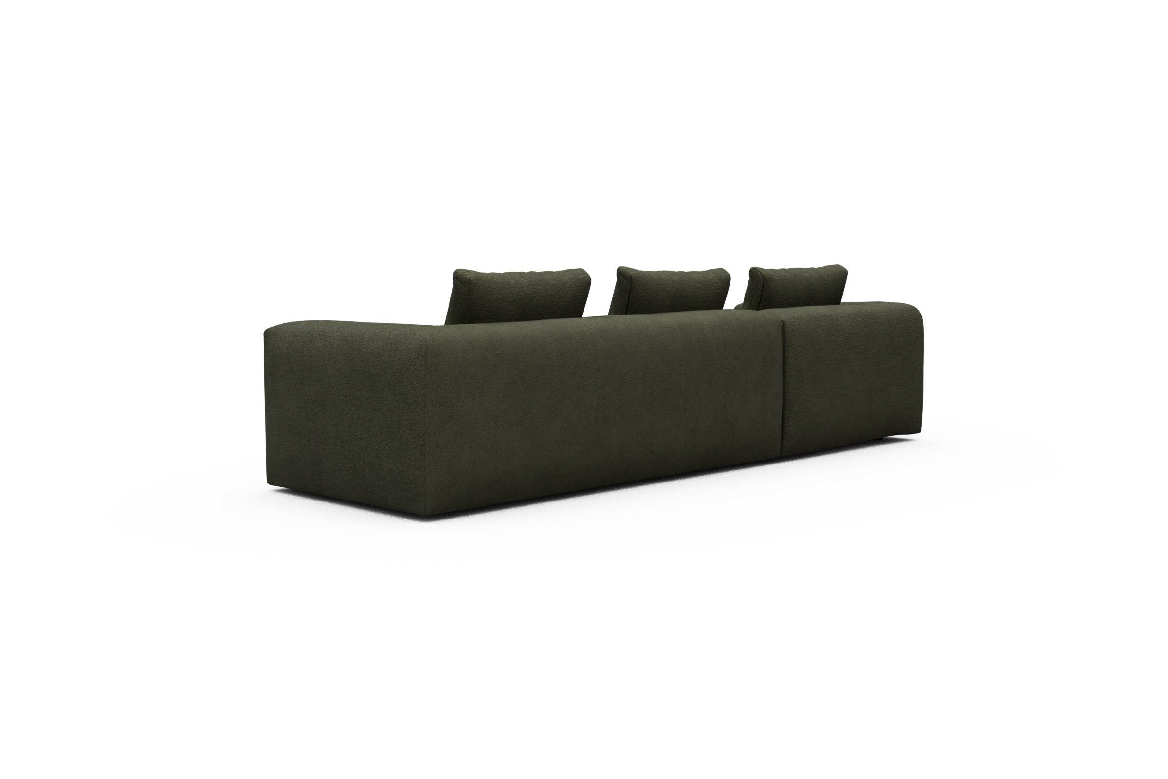 Ecksofa Fred Chaiselongue links mit 2,5-Sitzer Boucle-Forest-Green
