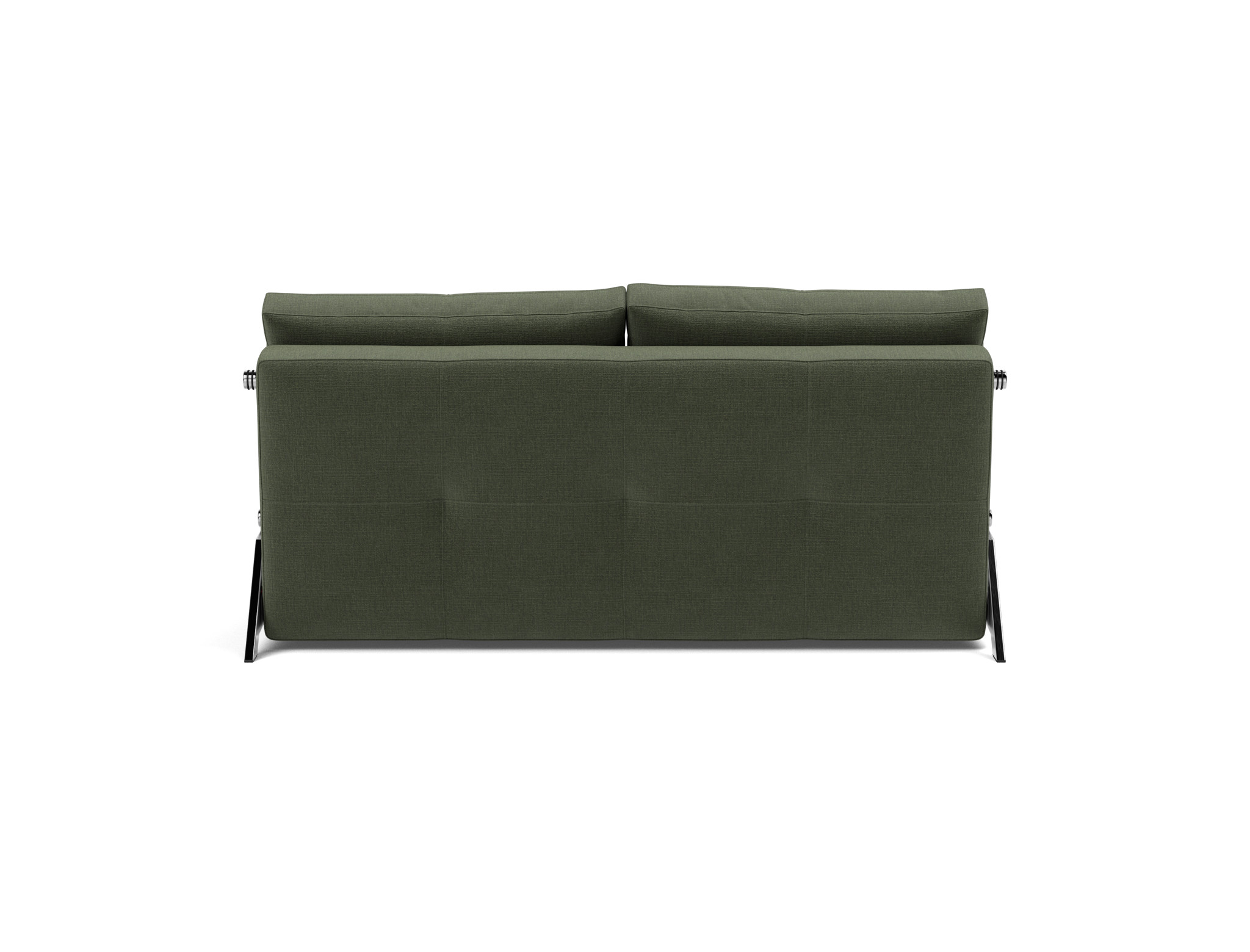 Schlafsofa Cubed 160 Chenille Esina 413-Olive-Green Beine Chrom