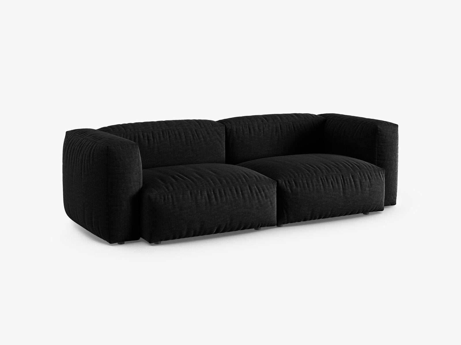 Micadoni Sofa Martina 3-Sitzer 90cm Sitztiefe Strukturierter Stoff Boston Schwarz