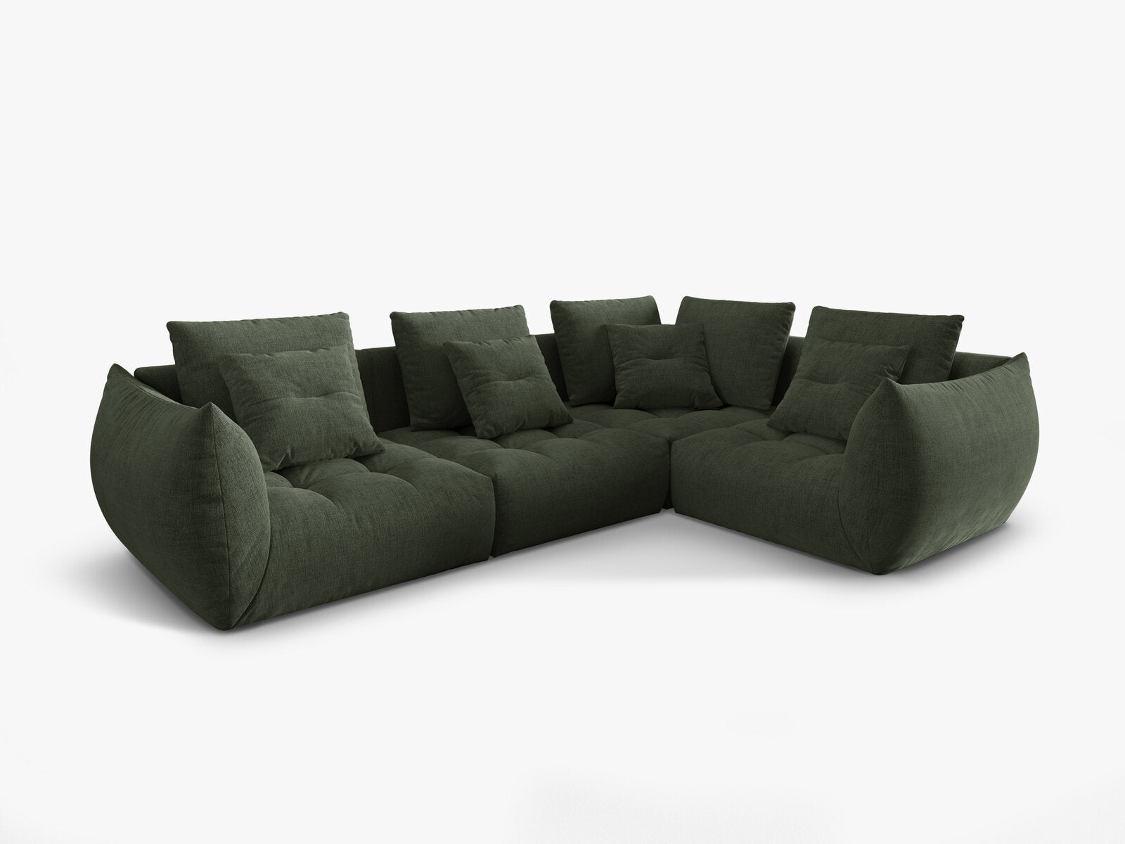 Micadoni Ecksofa Bloom 4-Sitzer Strukturierter Stoff Wind Moosgrün Rechts