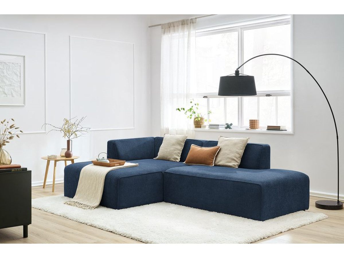 Bobochic Megeve Ecksofa Strukturstoff Dunkelblau Ecke links