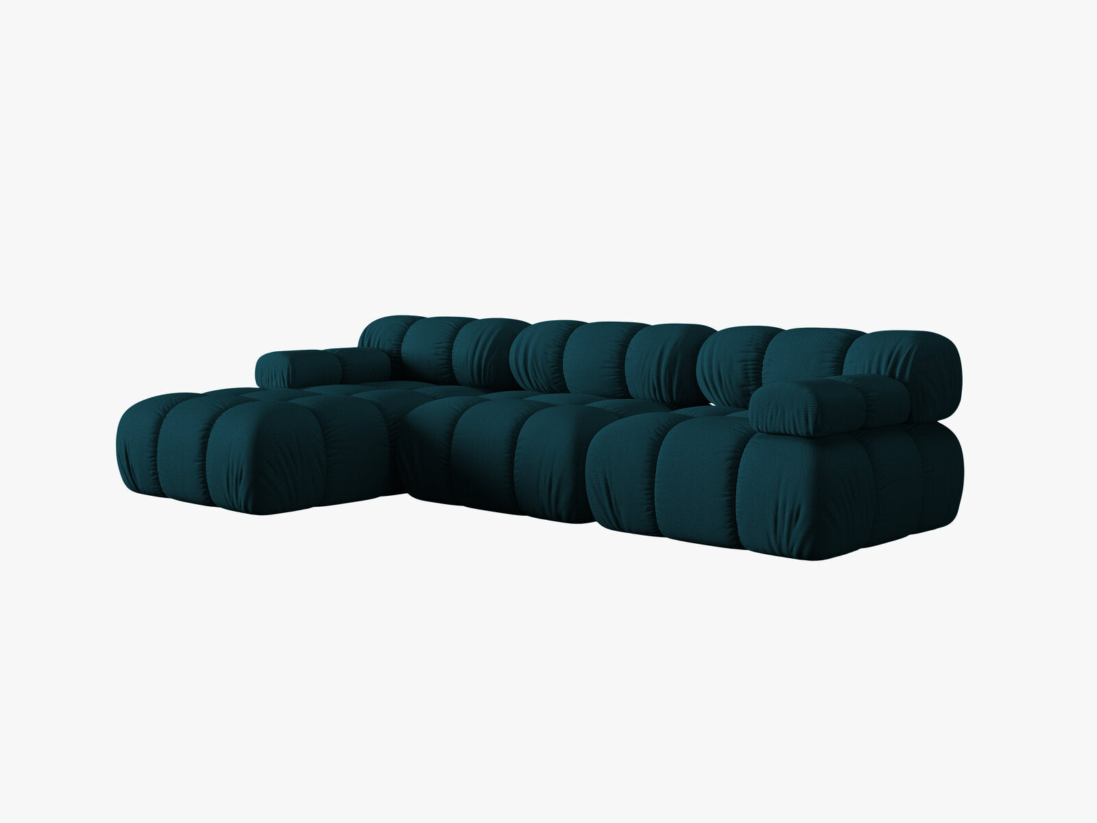 Micadoni Modulares Ecksofa Bellis 4-Sitzer Links 3D-Stoff Sonic Marineblau
