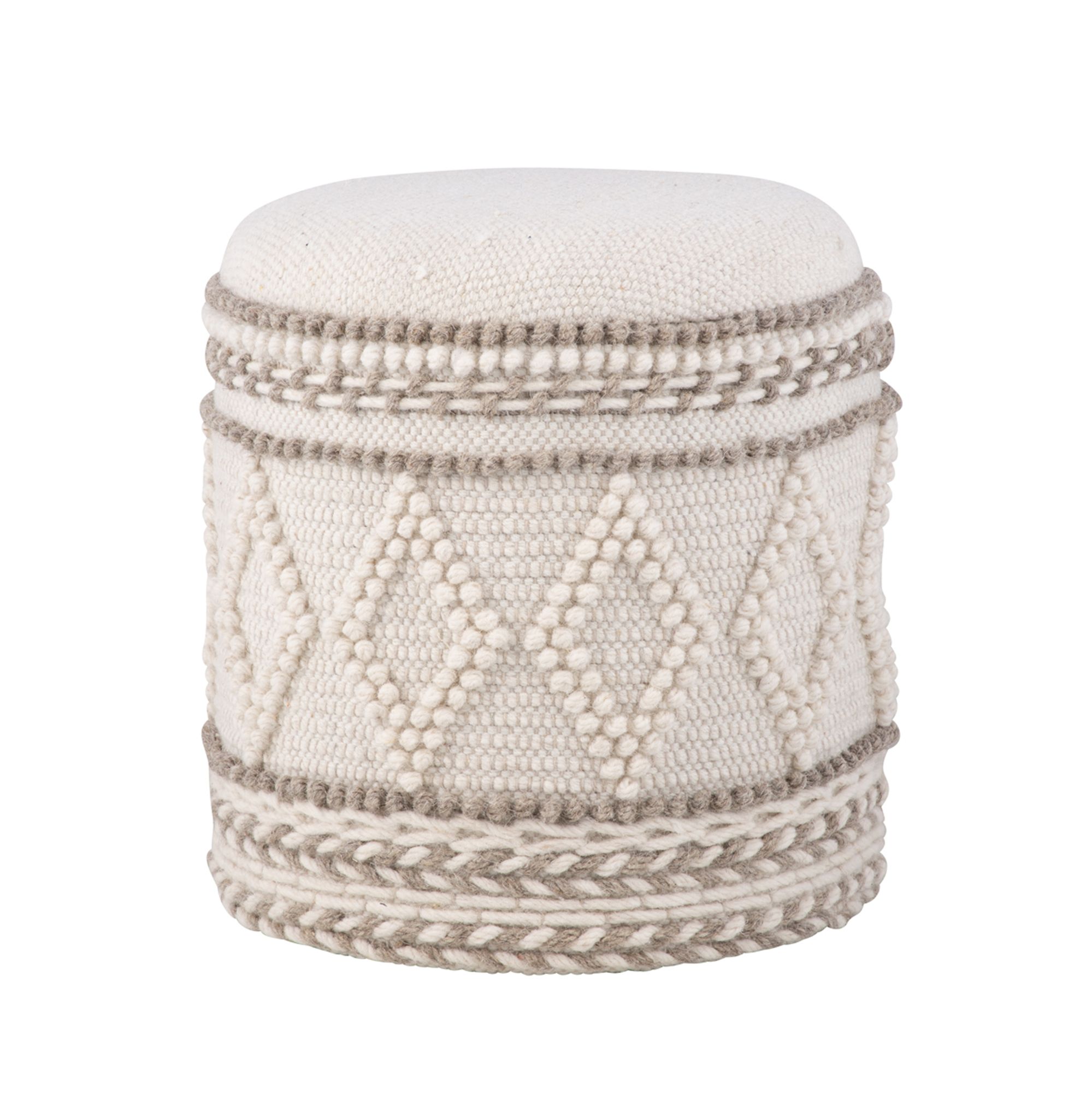 Sitzhocker Nesna Stoff Creme Boho-Bordüre 40 × 40 × 45 cm