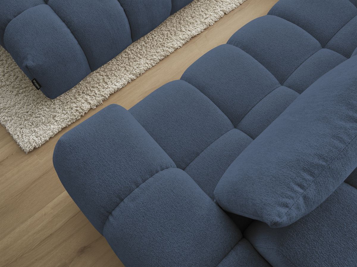 Bobochic Everest Ecksofa mit Schlaffunktion und Pouf, 4 Kissen Melange-Stoff Dunkelblau Ecke links