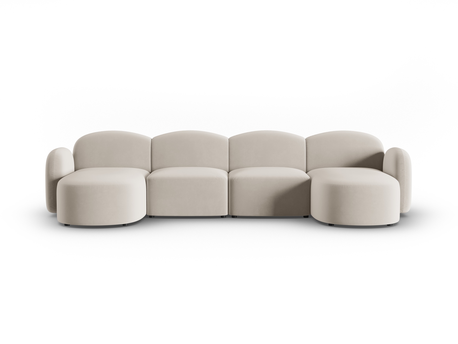 Micadoni Panorama Sofa Blair 6-Sitzer Samt Casino Hellbeige
