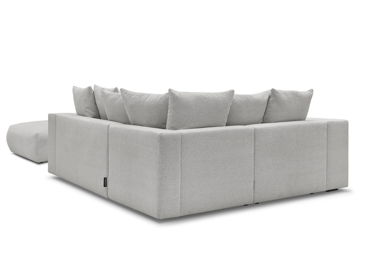 Bobochic Voltaire Ecksofa mit Pouf 268 × 214 cm Melange-Stoff Hellgrau Ecke links